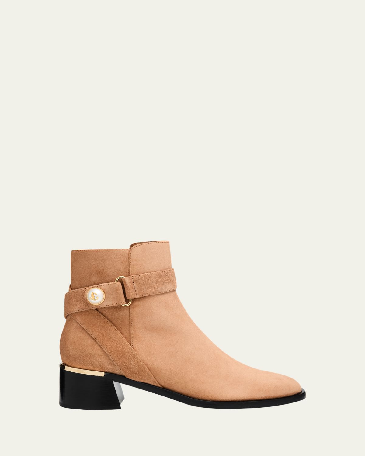 Jimmy Choo Noor 45 Suede Pearly-Button Ankle Boots
