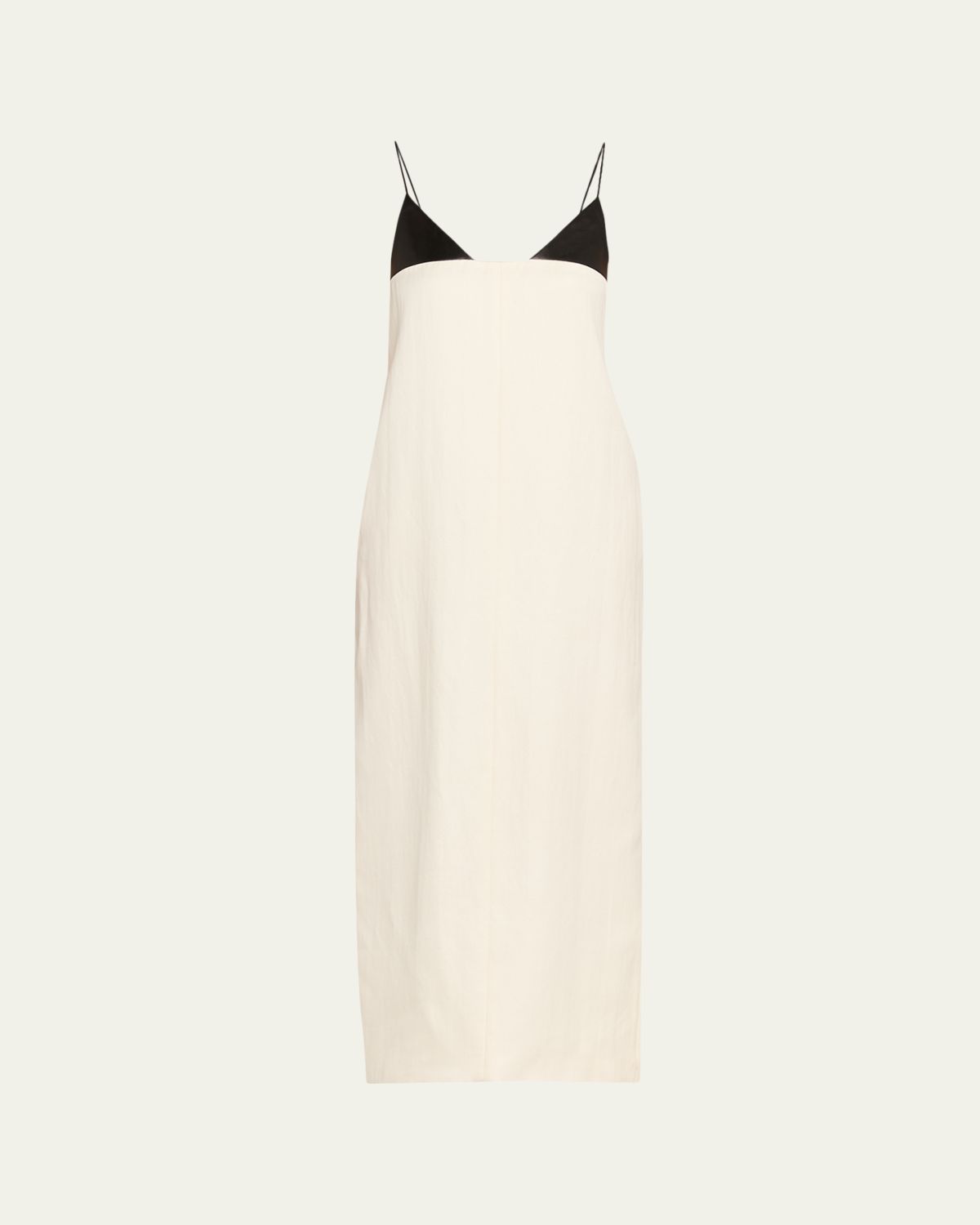 Brandon Maxwell Bridges Leather Empire-Waist Sleeveless Ankle Dress