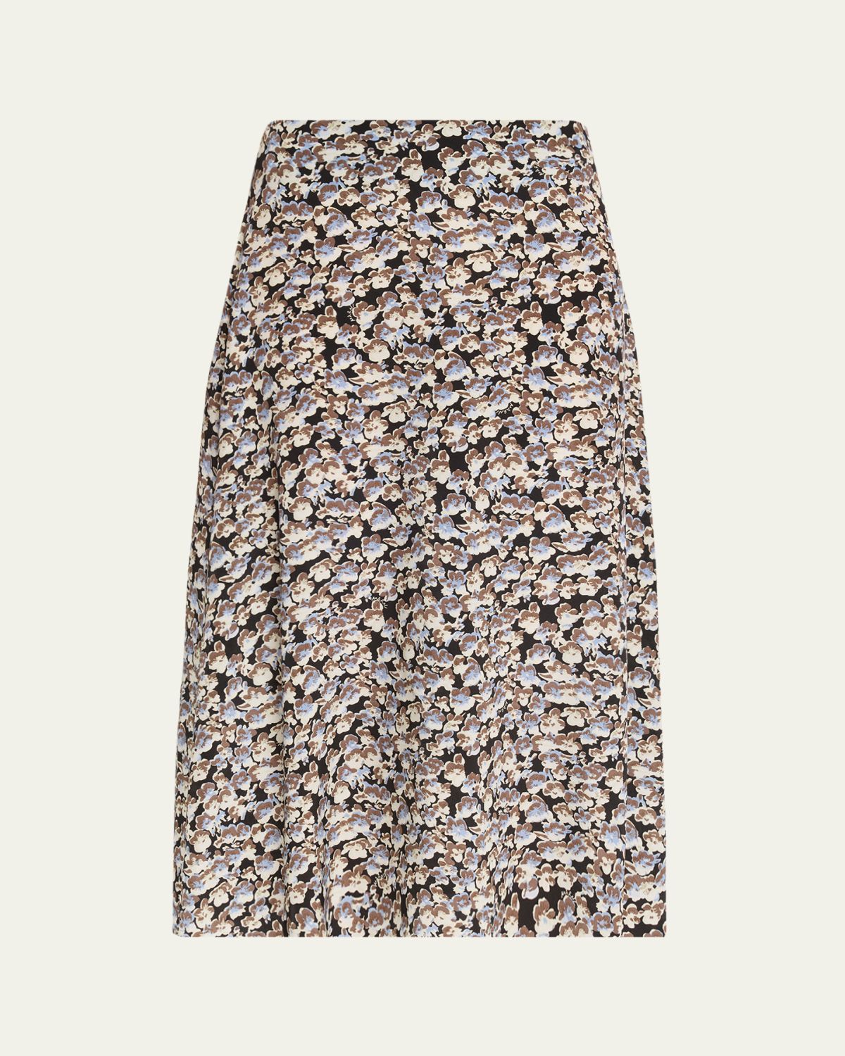 Marni Anemones-Print Silk Crepe De Chine Midi Skirt