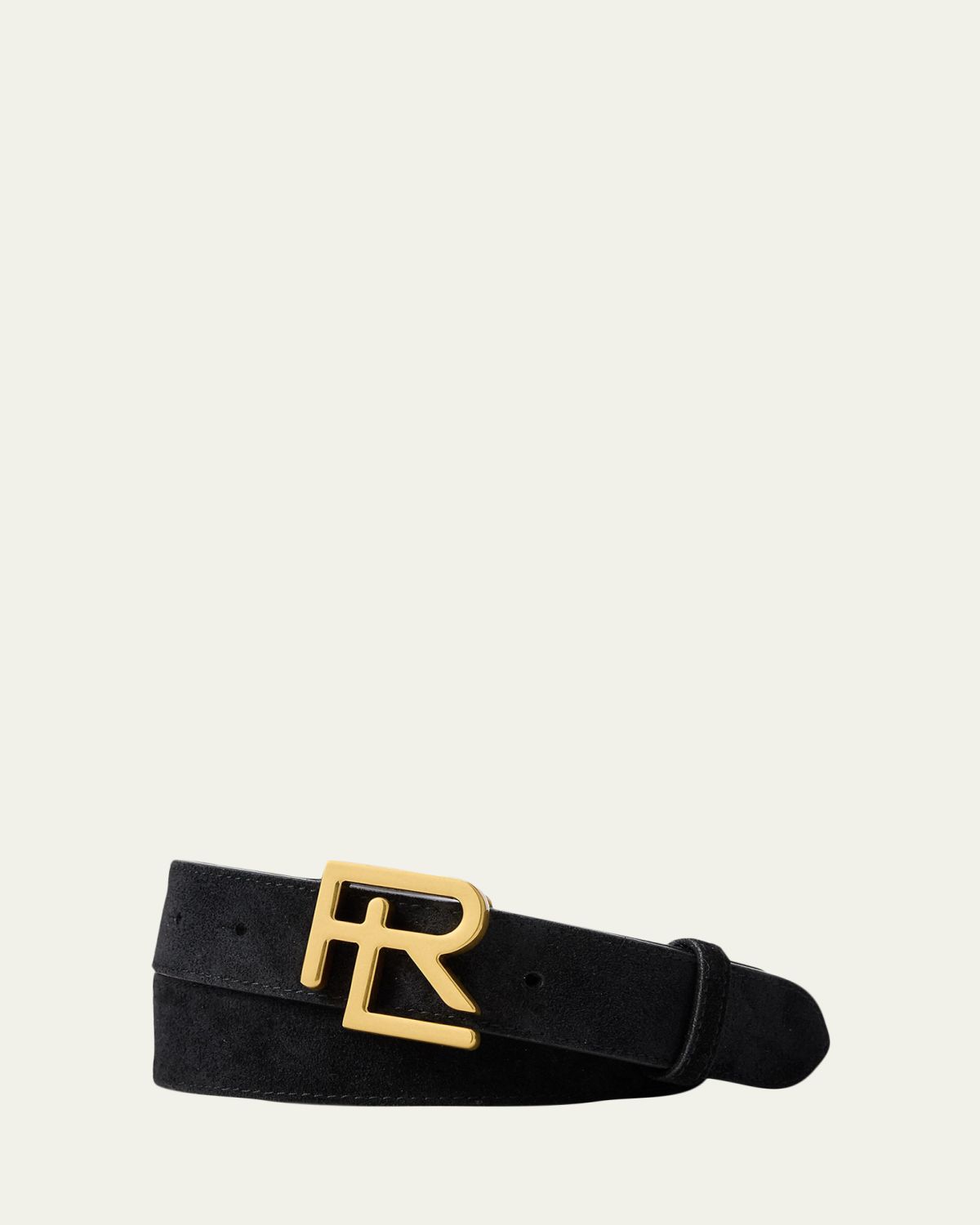 Ralph Lauren Purple Label Men's RL-Buckle Calf Suede Belt