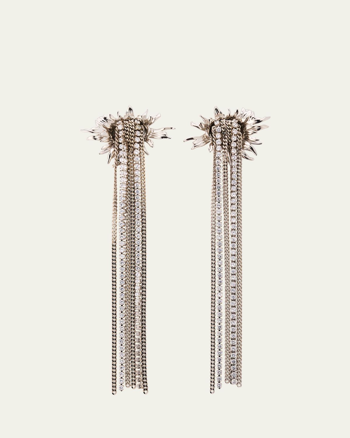 McQueen Sunflower Crystal Fringe Drop Earrings