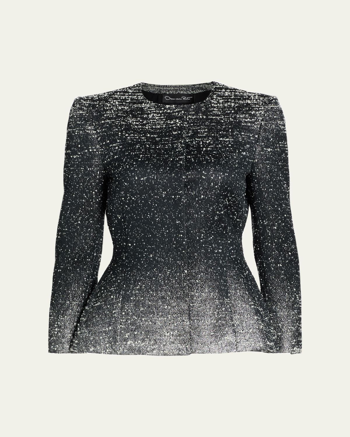 Oscar de la Renta Ombre Metallic Boucle Jacquard Single-Breasted Jacket