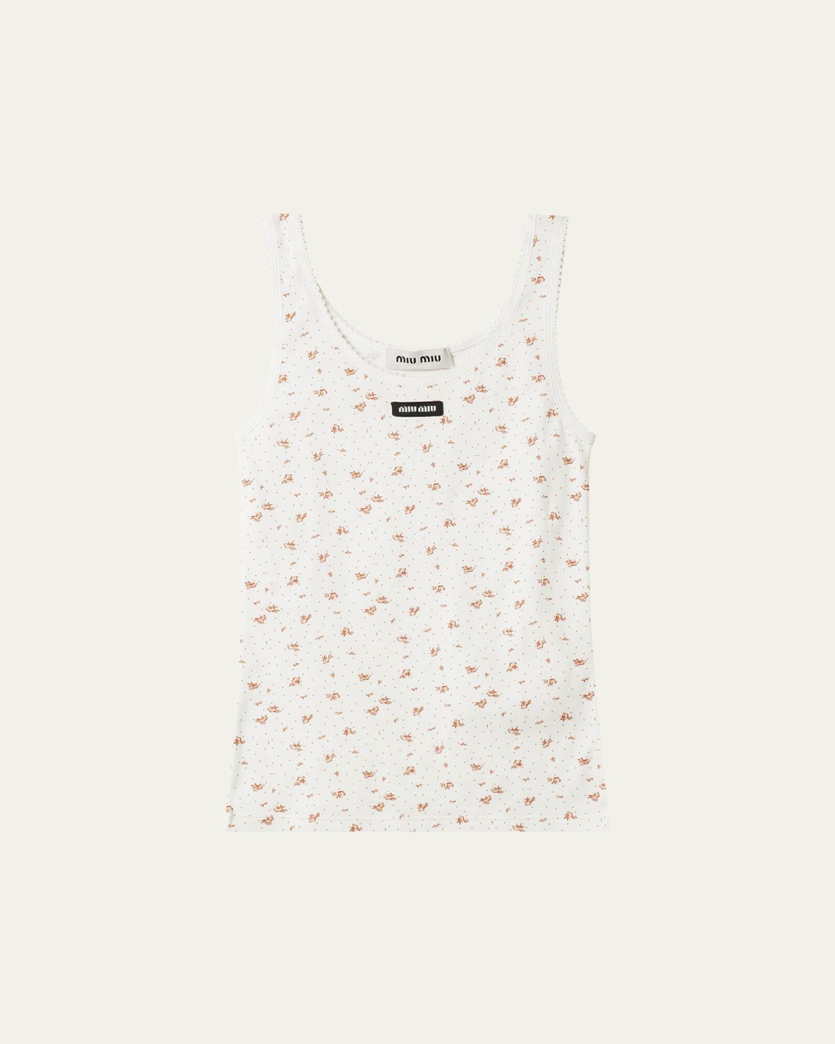 Miu Miu Floral Scallop-Trim Tank Top