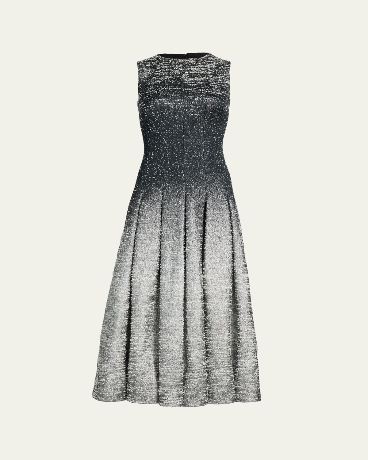 Oscar de la Renta Sleeveless Ombre Metallic Boucle Jacquard Midi Dress