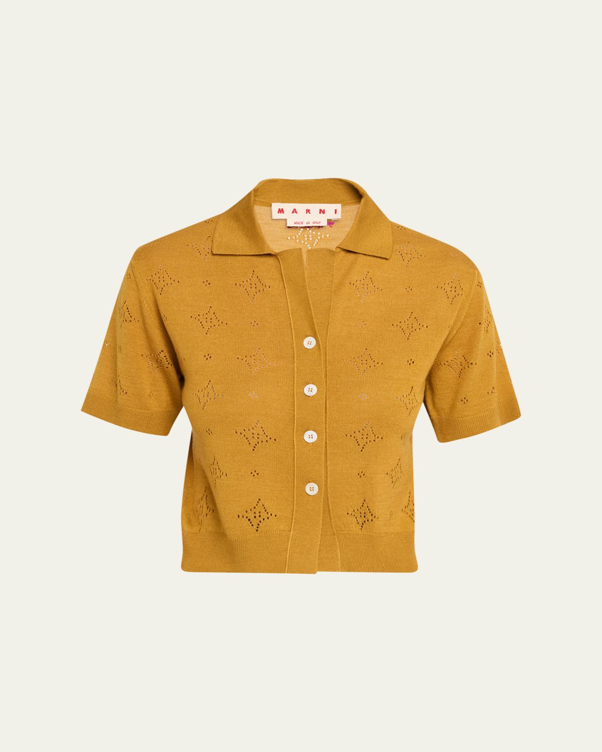 Marni Wool-Silk Openwork Short-Sleeved Shirt | Thumbnail 6