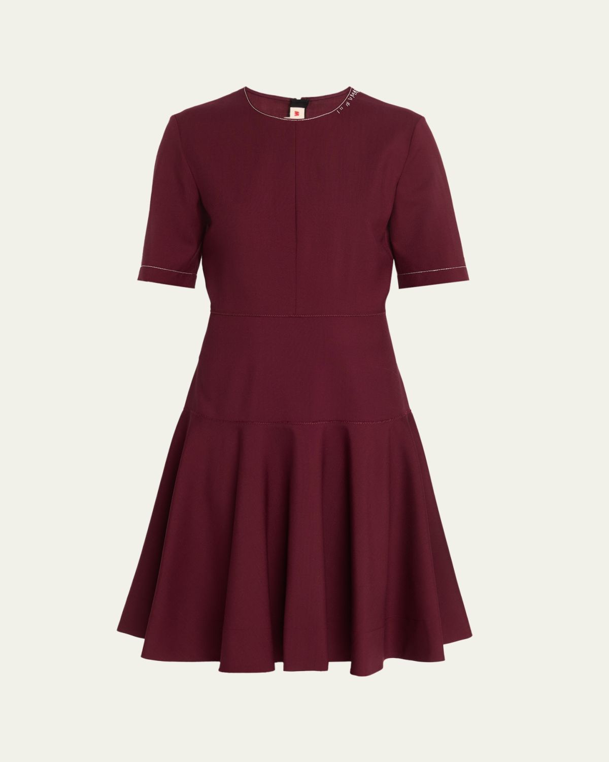 Marni Drop-Waist Wool Crepe Short-Sleeve Dress