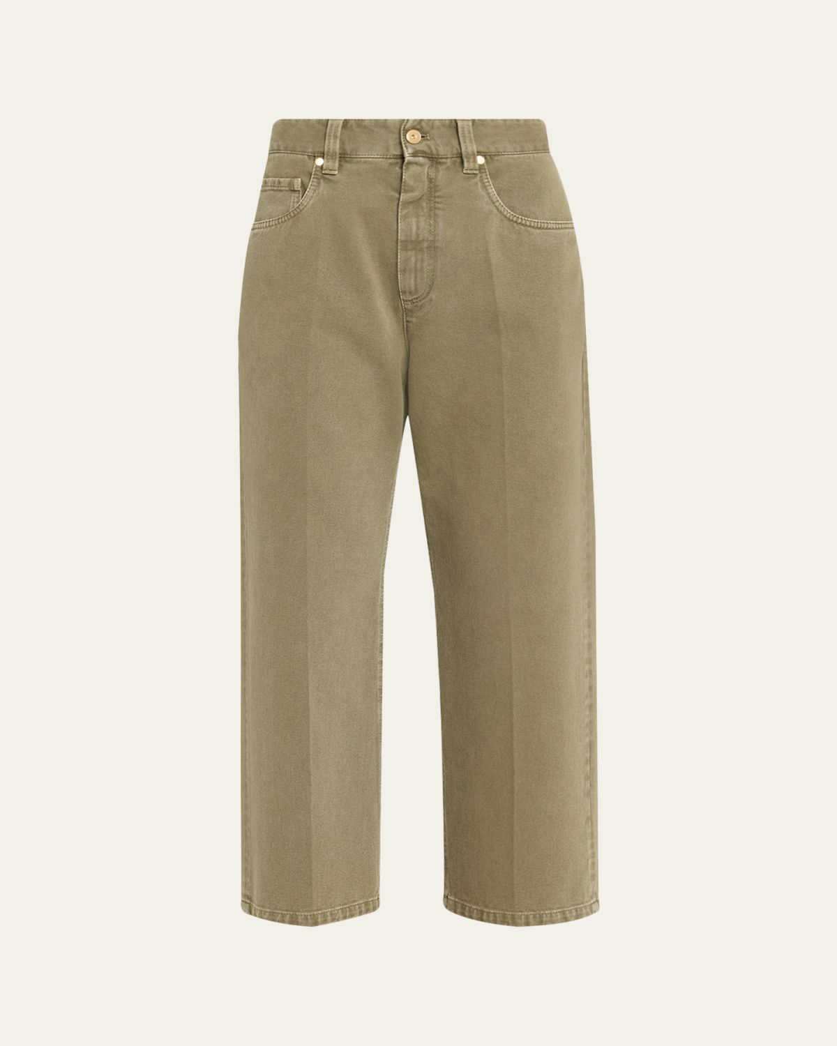 Brunello Cucinelli Cotton Bull Straight-Leg Ankle Jeans