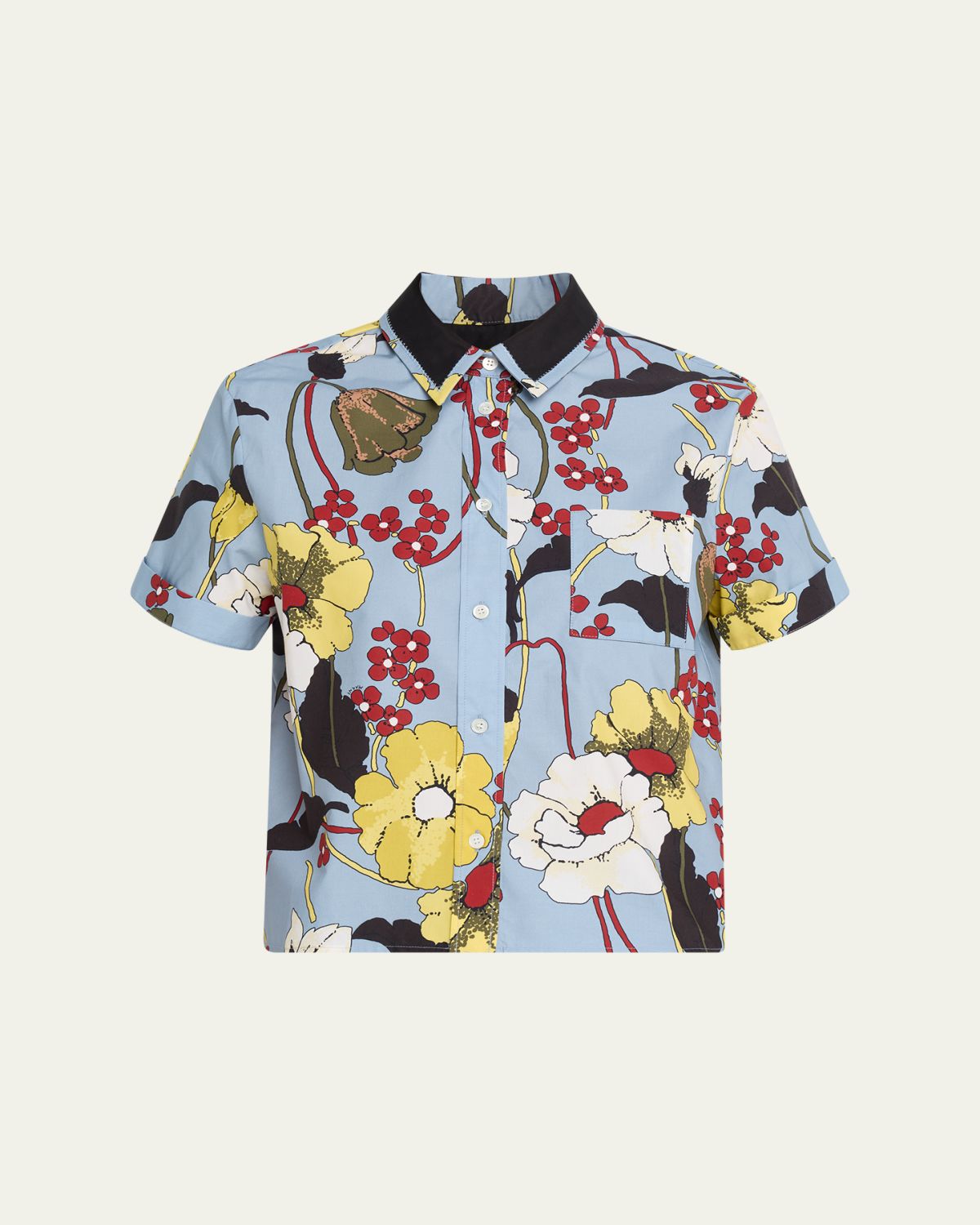 Marni Floral Cotton Short-Sleeve Button-Down Shirt