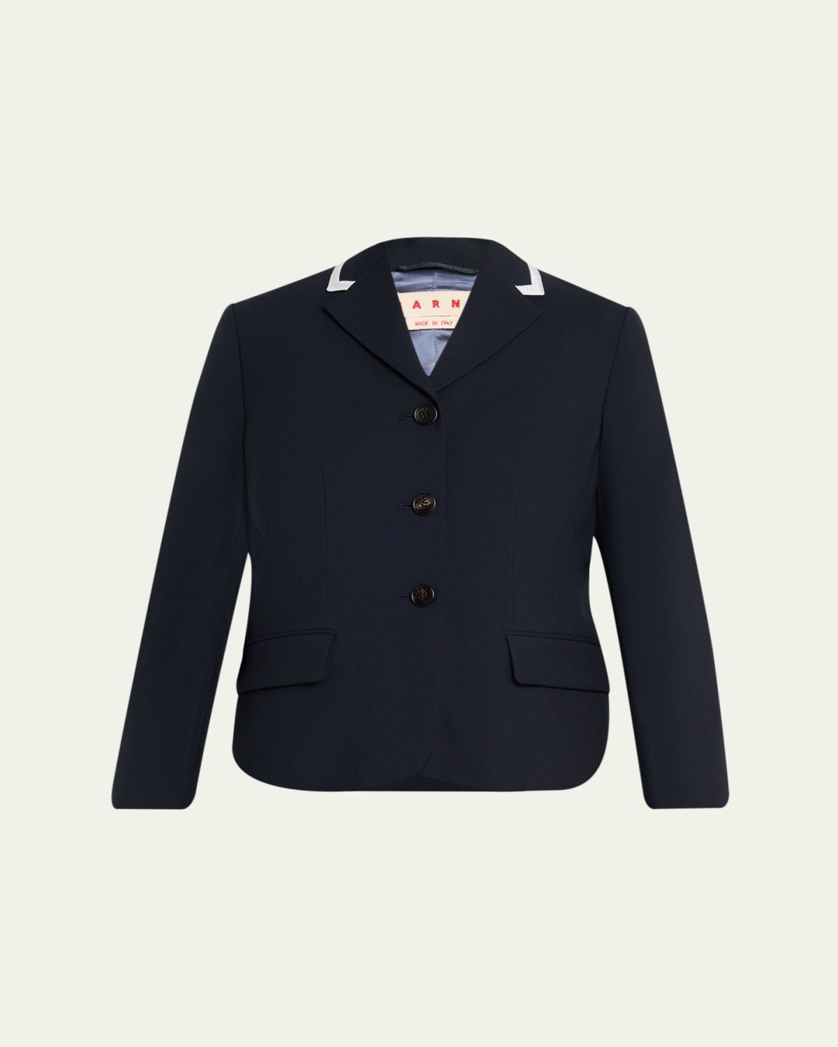 Marni Contrast Ribbed Lapel Single-Breasted Blazer Jacket