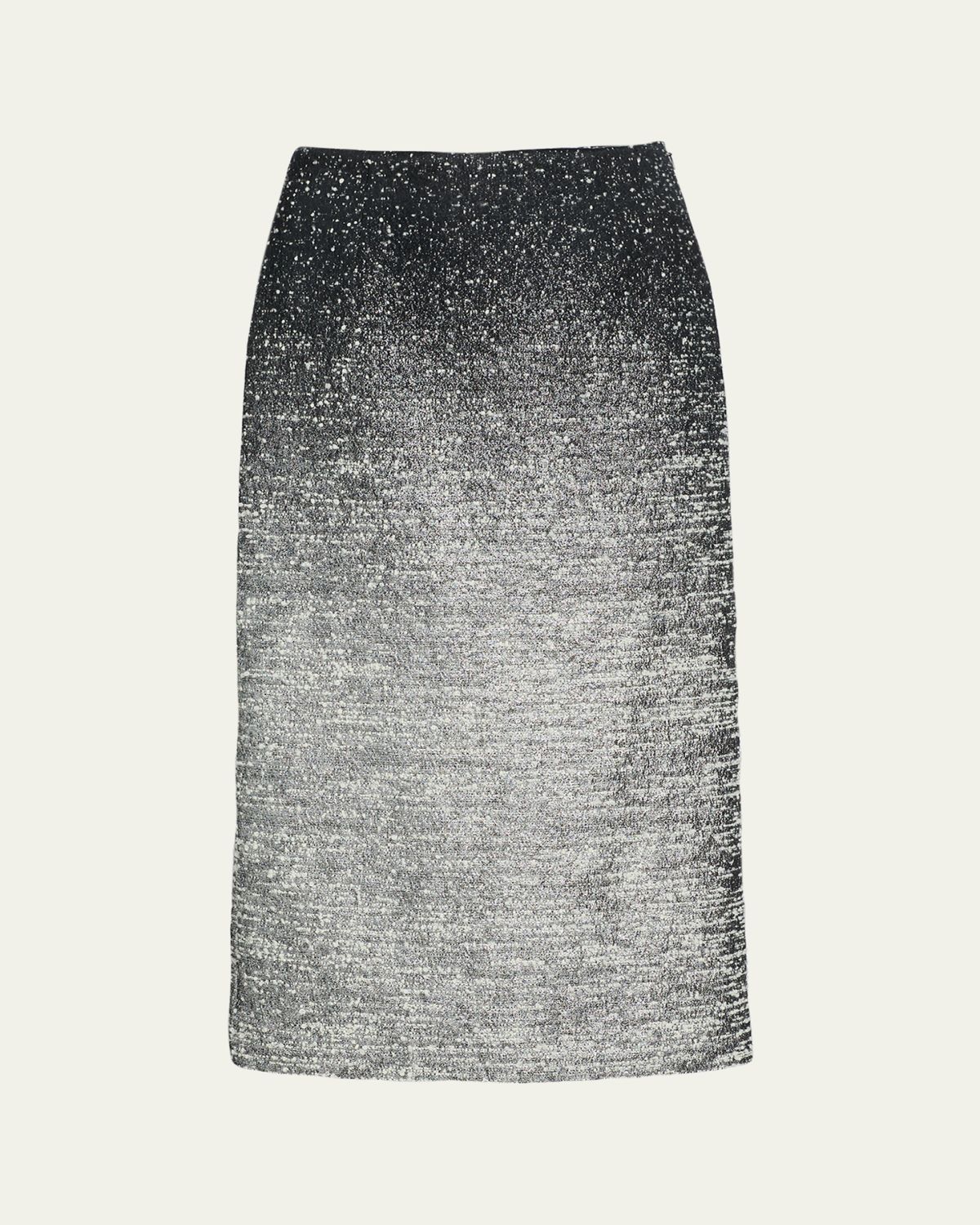 Oscar de la Renta Ombre Metallic Boucle Jacquard Midi Pencil Skirt