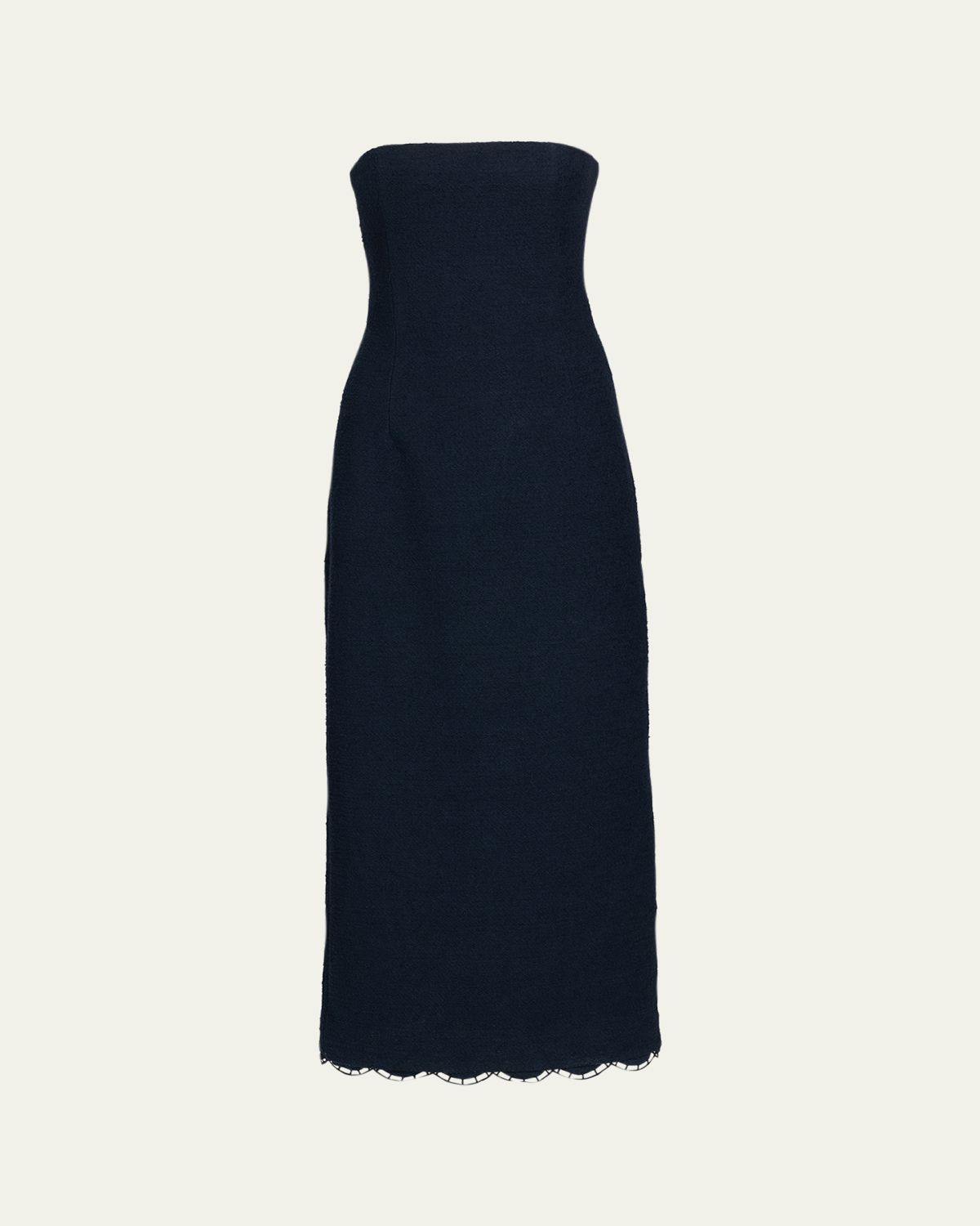 Oscar de la Renta Strapless Tweed Maxi Dress