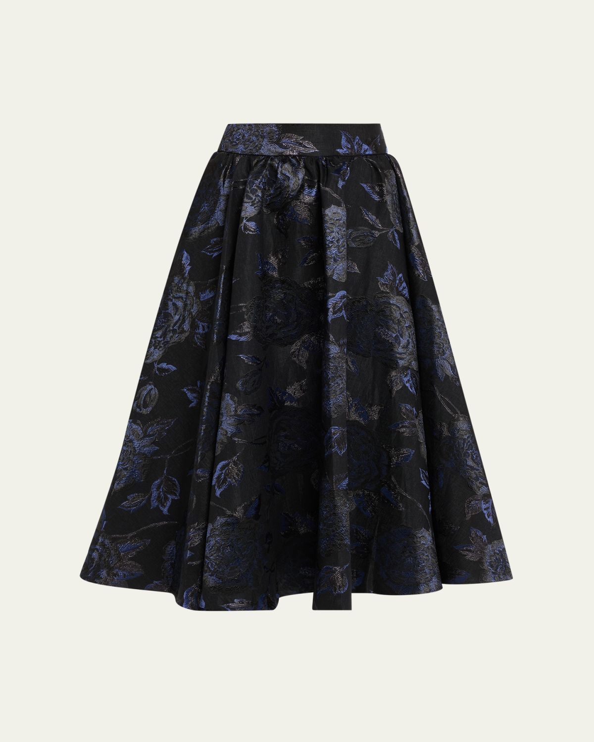 ALICE + OLIVIA Nilda Voluminous Floral Jacquard Midi Skirt