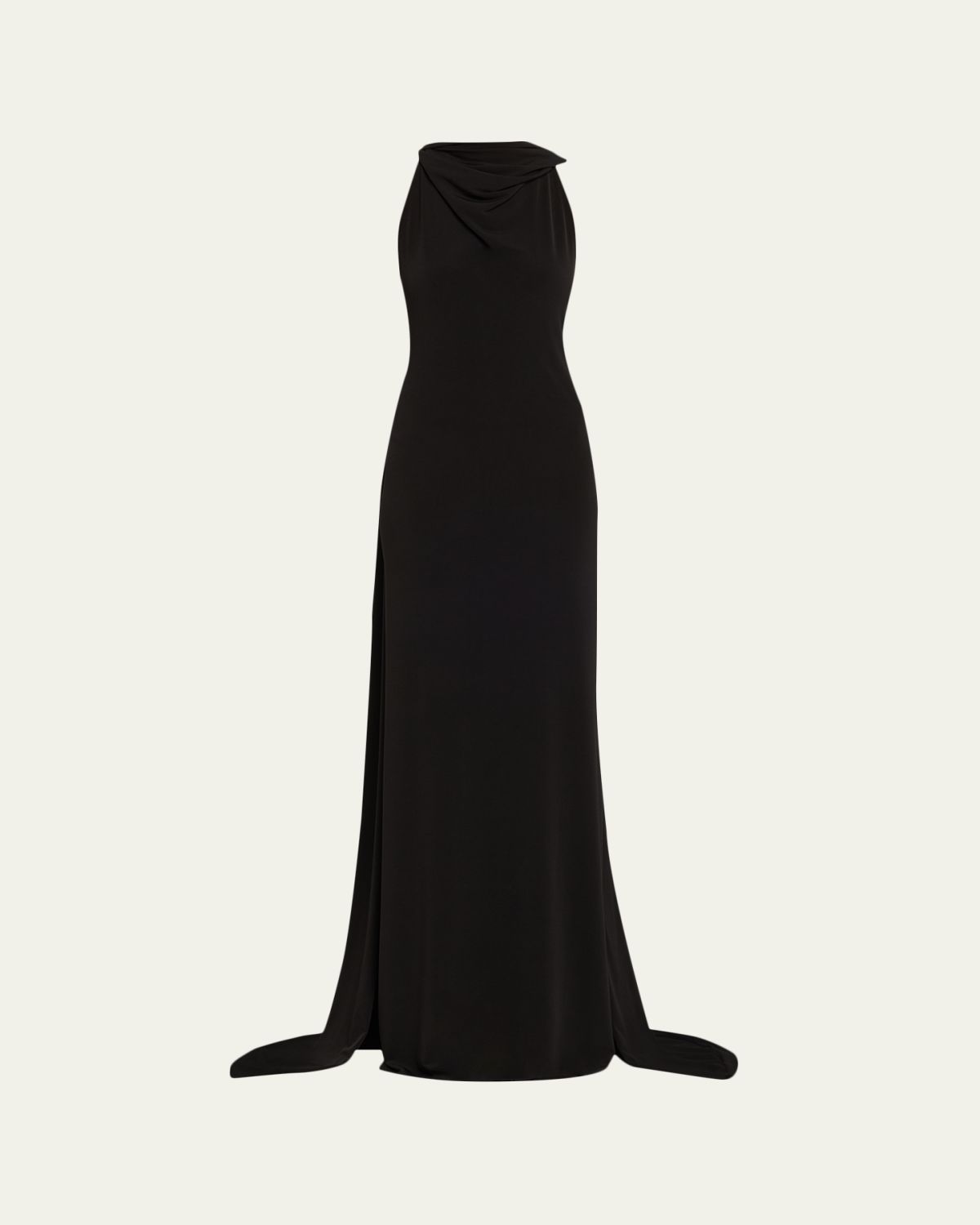 Brandon Maxwell Presley High-Neck Sleeveless Cape Gown