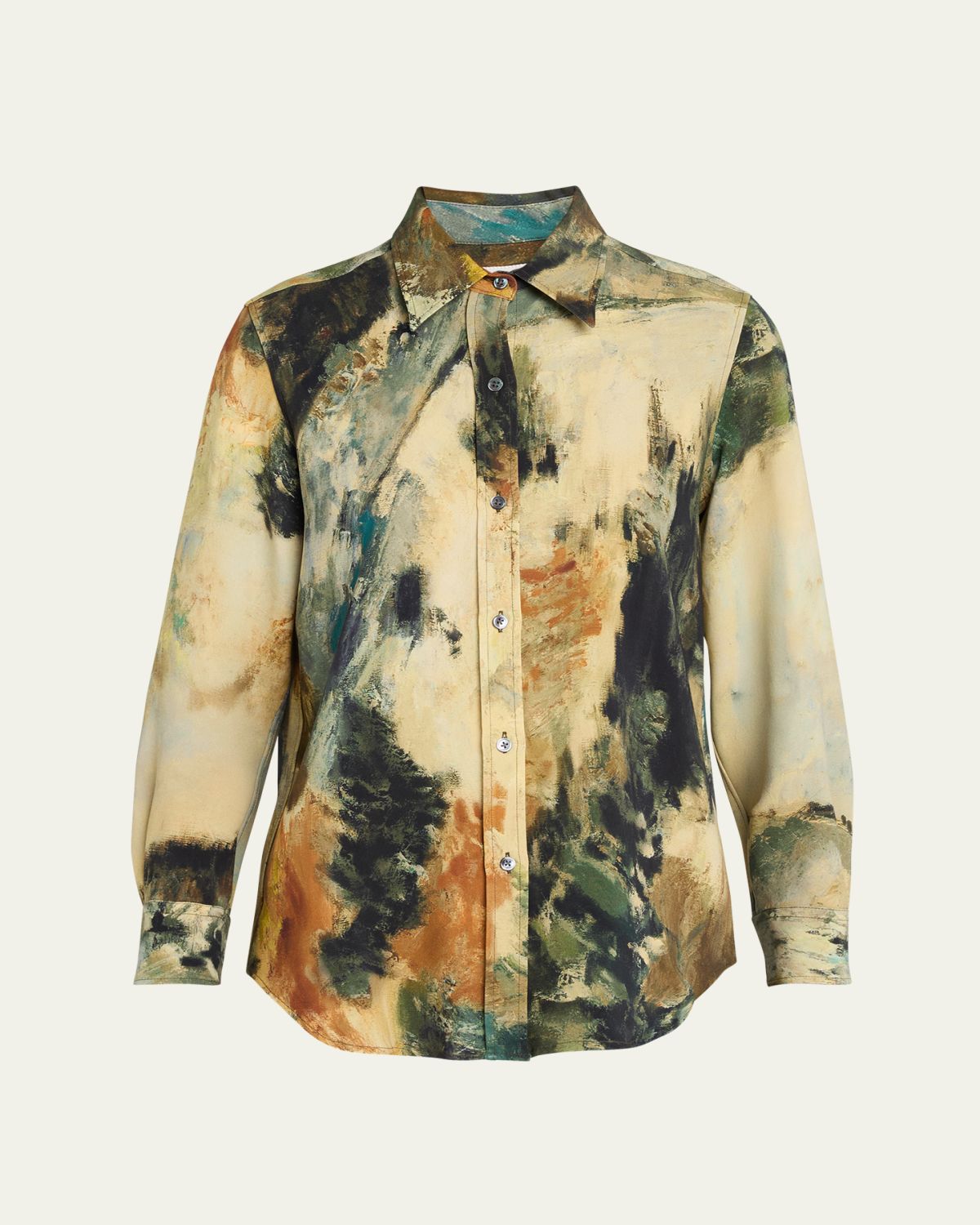 Libertine Modernist Landscape Silk Button-Down Shirt