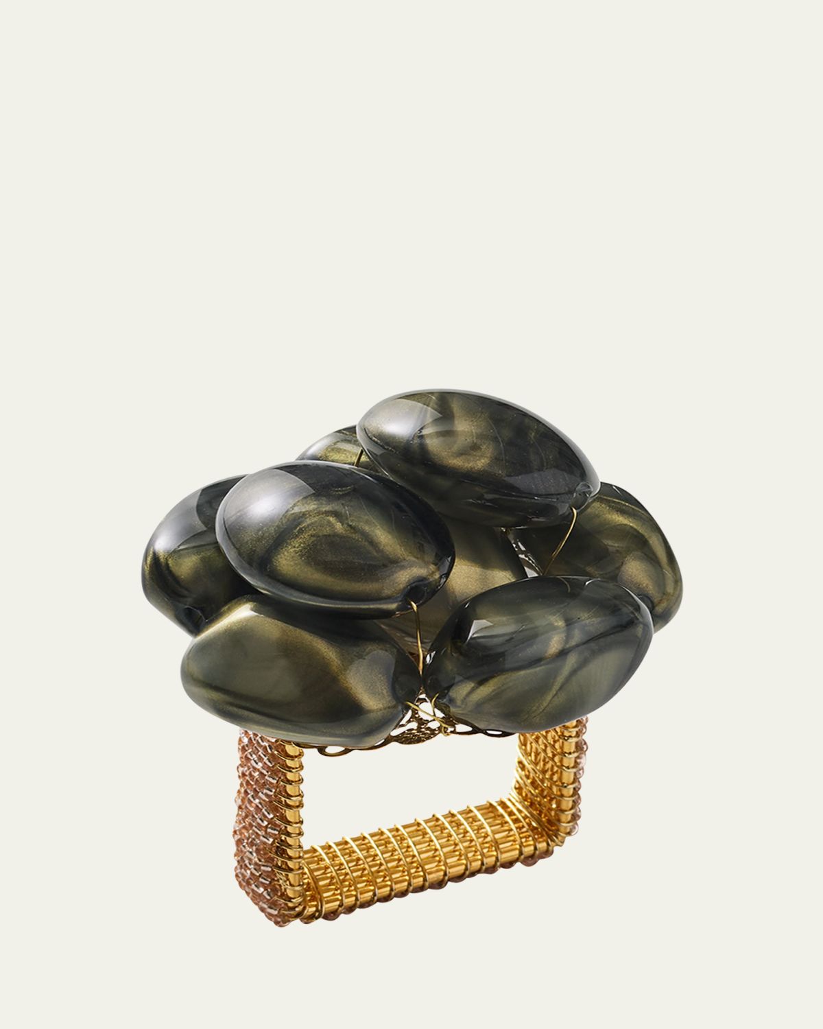 Kim Seybert Bonton Beaded Napkin Ring, Gray