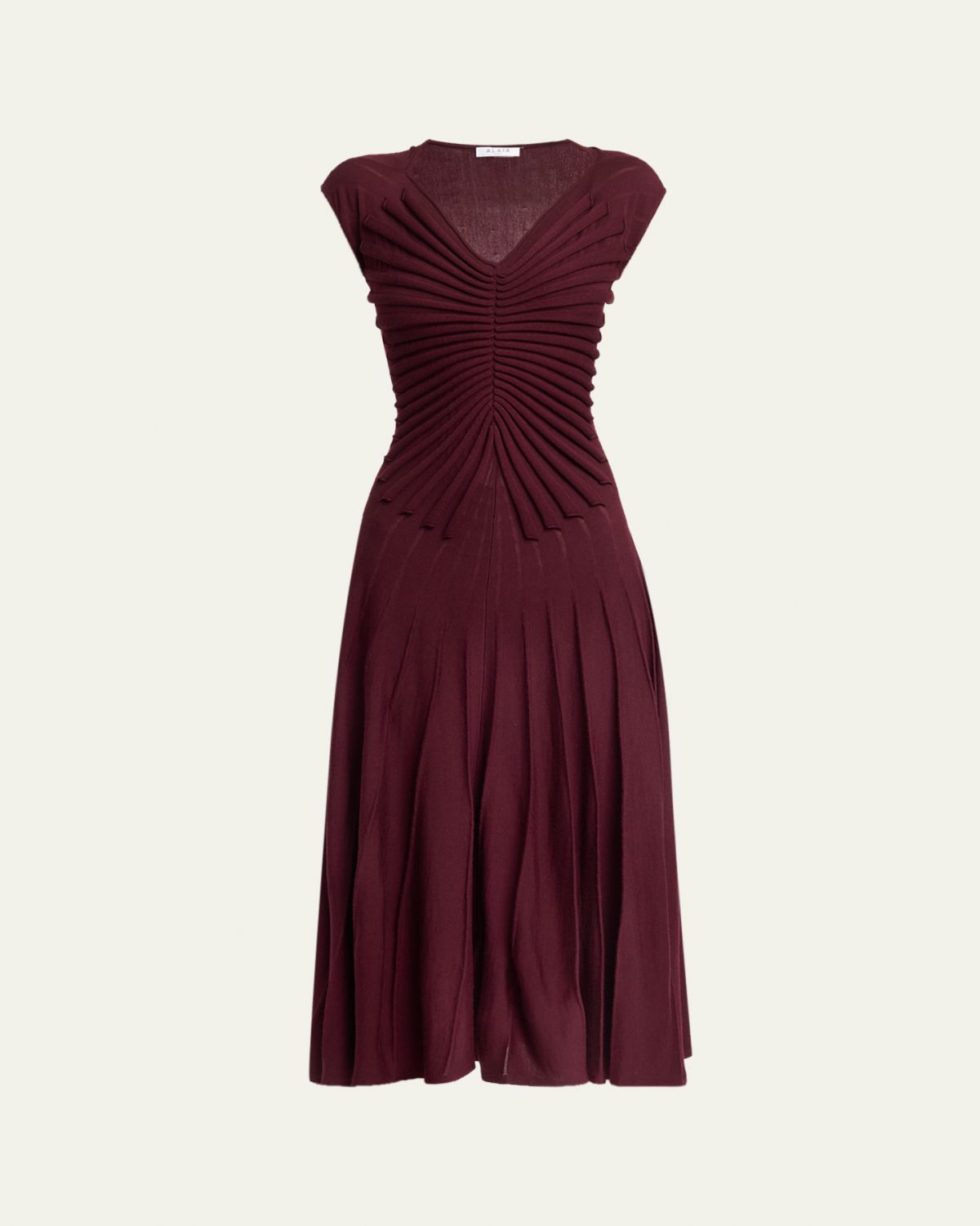 ALAIA Sculpting Cap-Sleeve Midi Dress