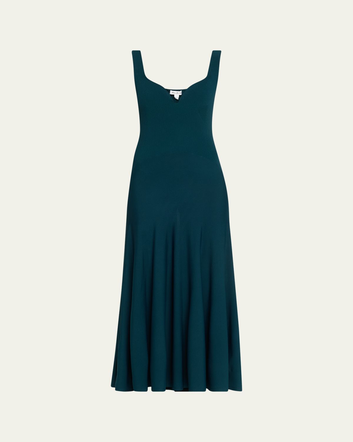 ALAIA Sweetheart-Neck Rib Drop-Waist Maxi Dress