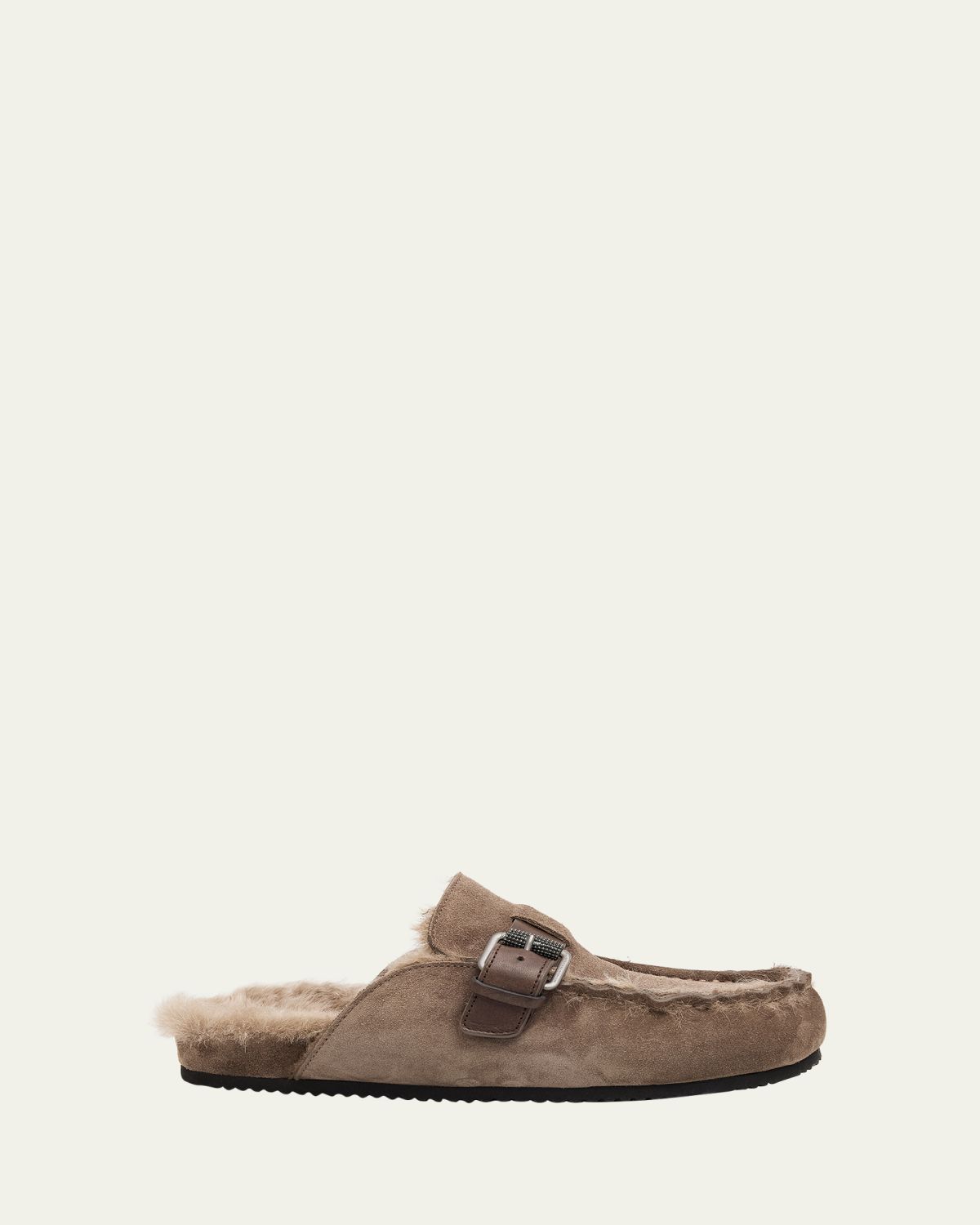 Brunello Cucinelli Suede Shearling-Lined Mules