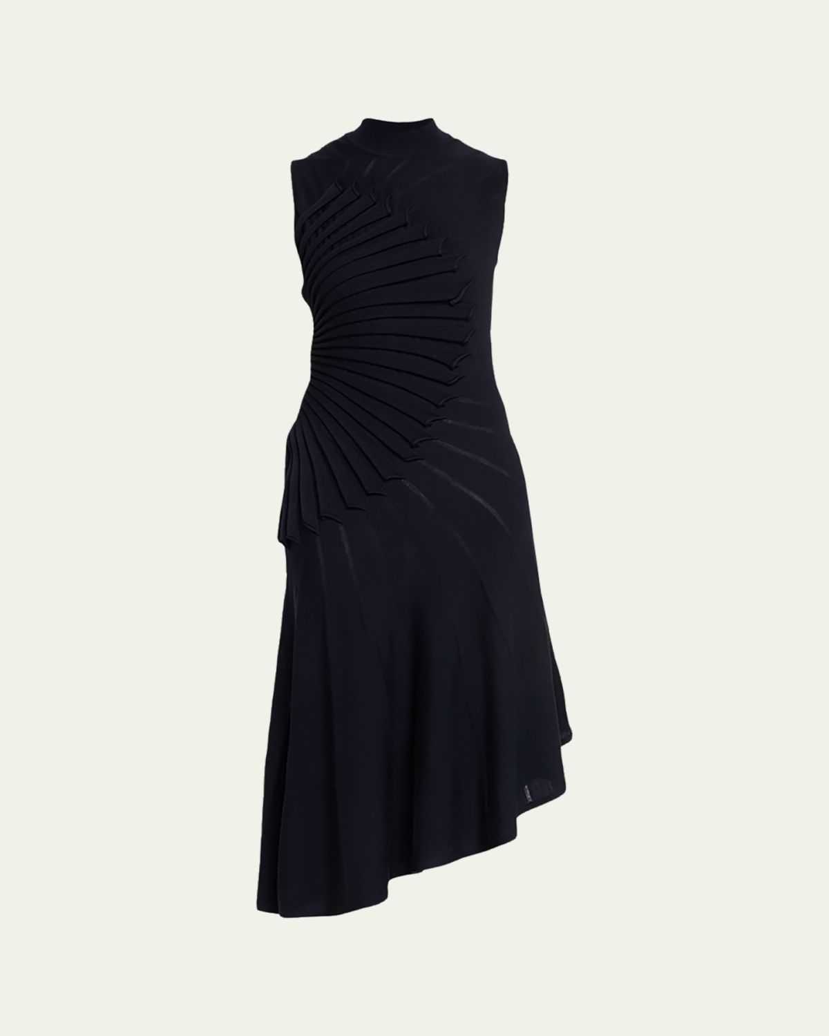 ALAIA Mock-Neck Sculpting Wool Dress