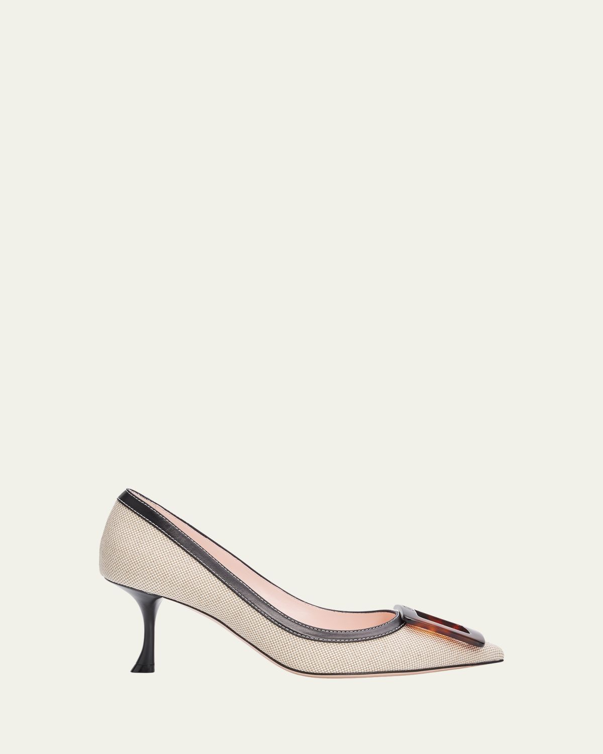 Roger Vivier 65mm Viv in the City Canvas and Leather Buckle Pumps