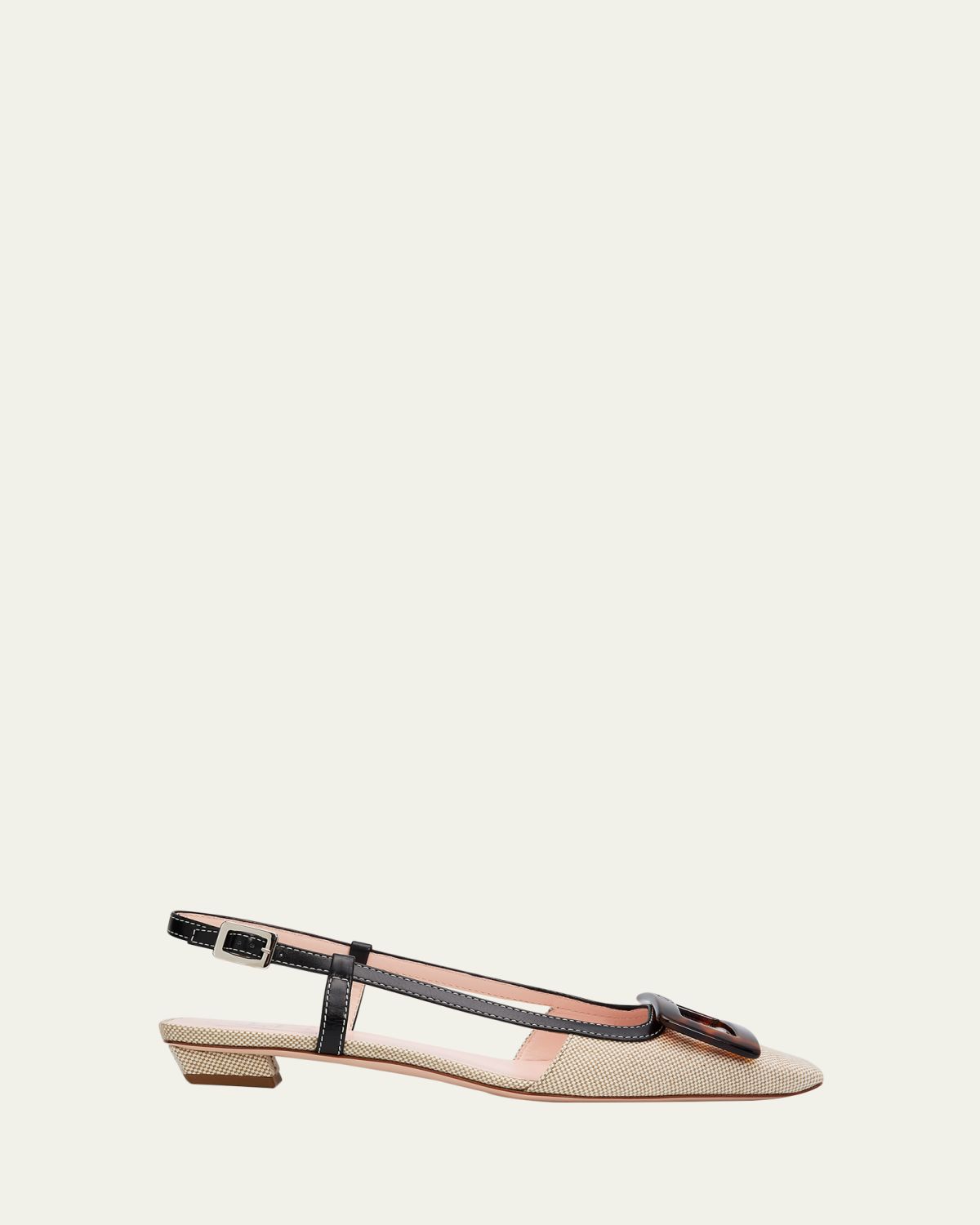 Roger Vivier Belle Vivier Canvas Slingback Ballerina Flats