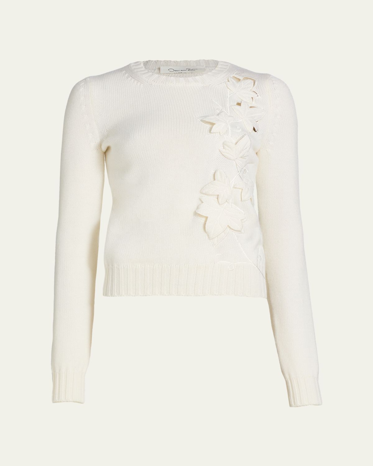 Oscar de la Renta Laser Cut Ivy Crewneck Sweater