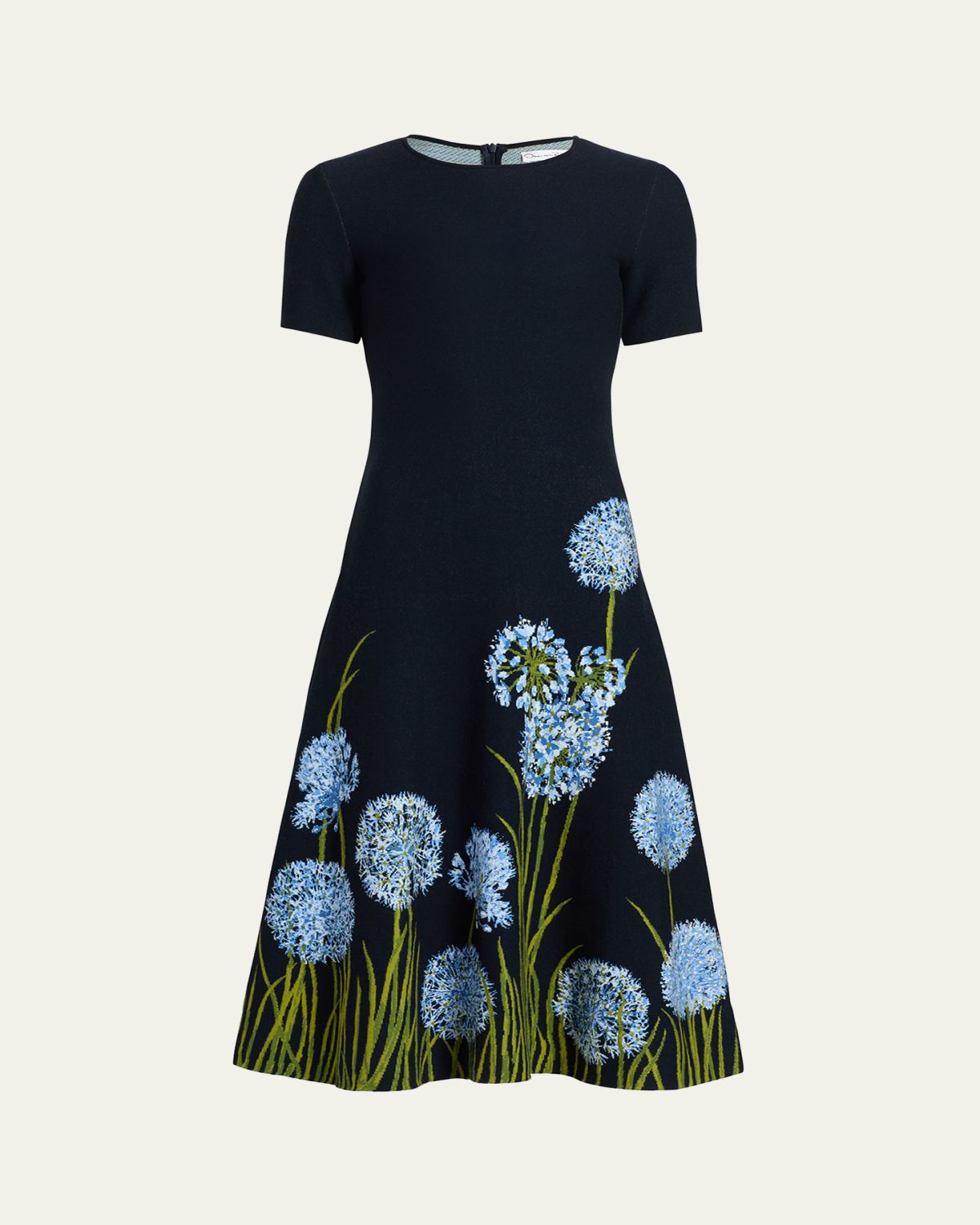 Oscar de la Renta Allium Degrade Knit Short-Sleeve Midi Dress