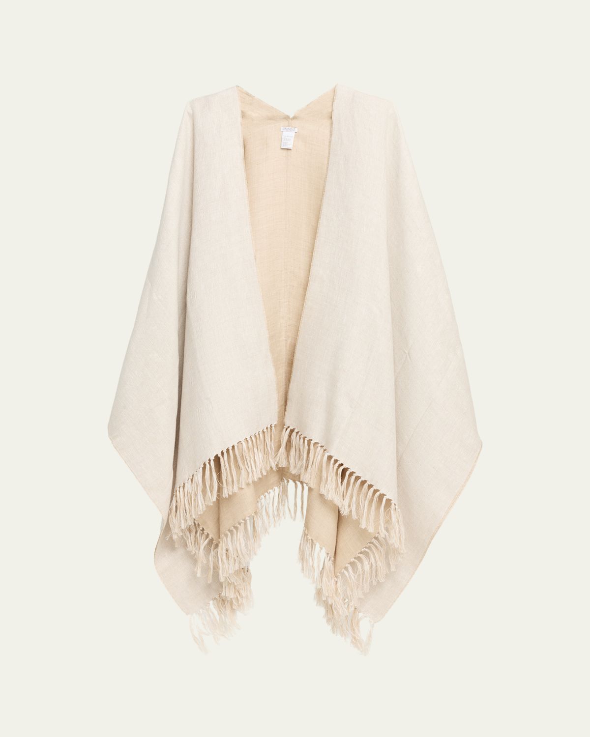 Brunello Cucinelli Linen Platinum Fringed Poncho