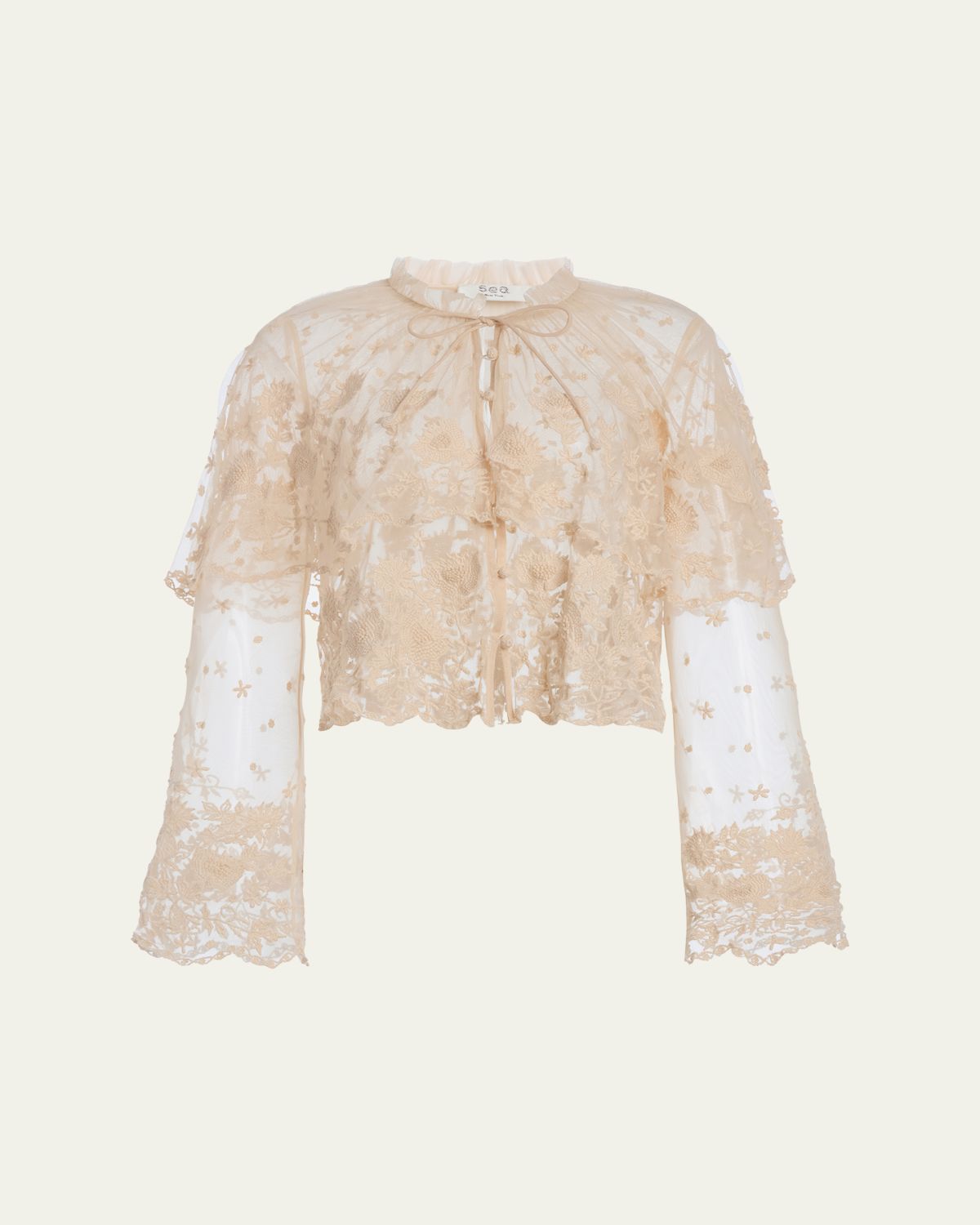 Sea Bronte Embroidered Mesh Capelet Blouse
