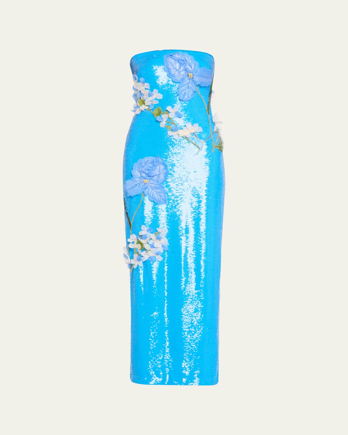 Monique Lhuillier Strapless Iris Applique Sequined Gown | Thumbnail 6