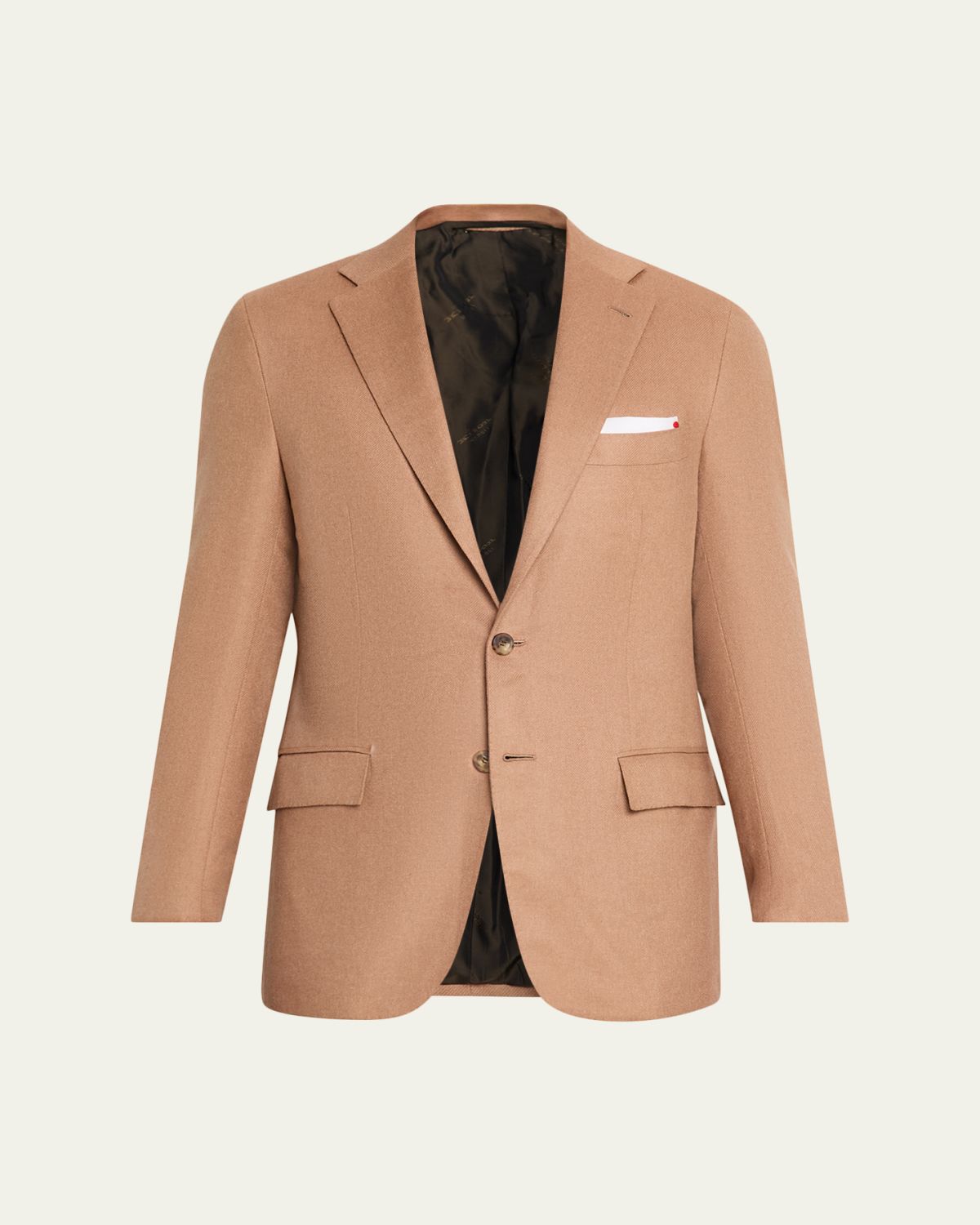 Kiton Men's Camel Cashmere Single-Breasted Blazer