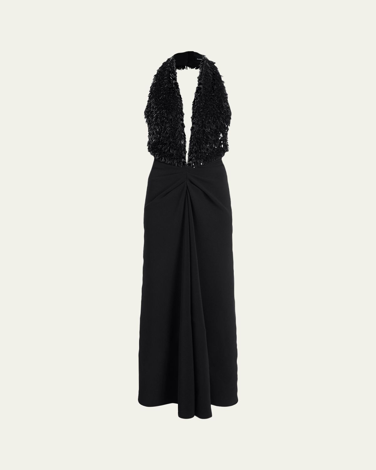 Proenza Schouler Moira Embroidered Compact Crepe Plunge-Neck Dress