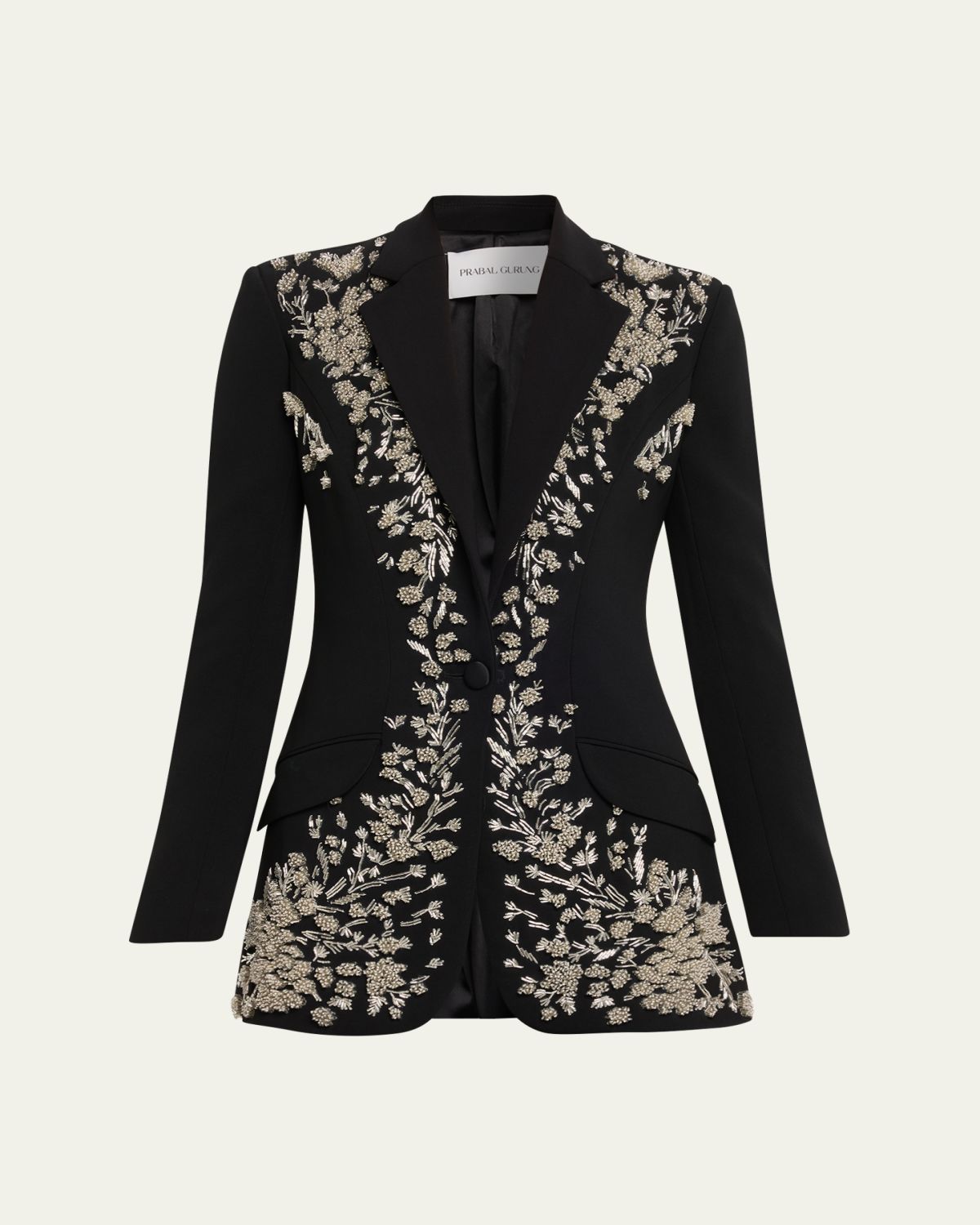 Prabal Gurung Beaded Single-Button Blazer