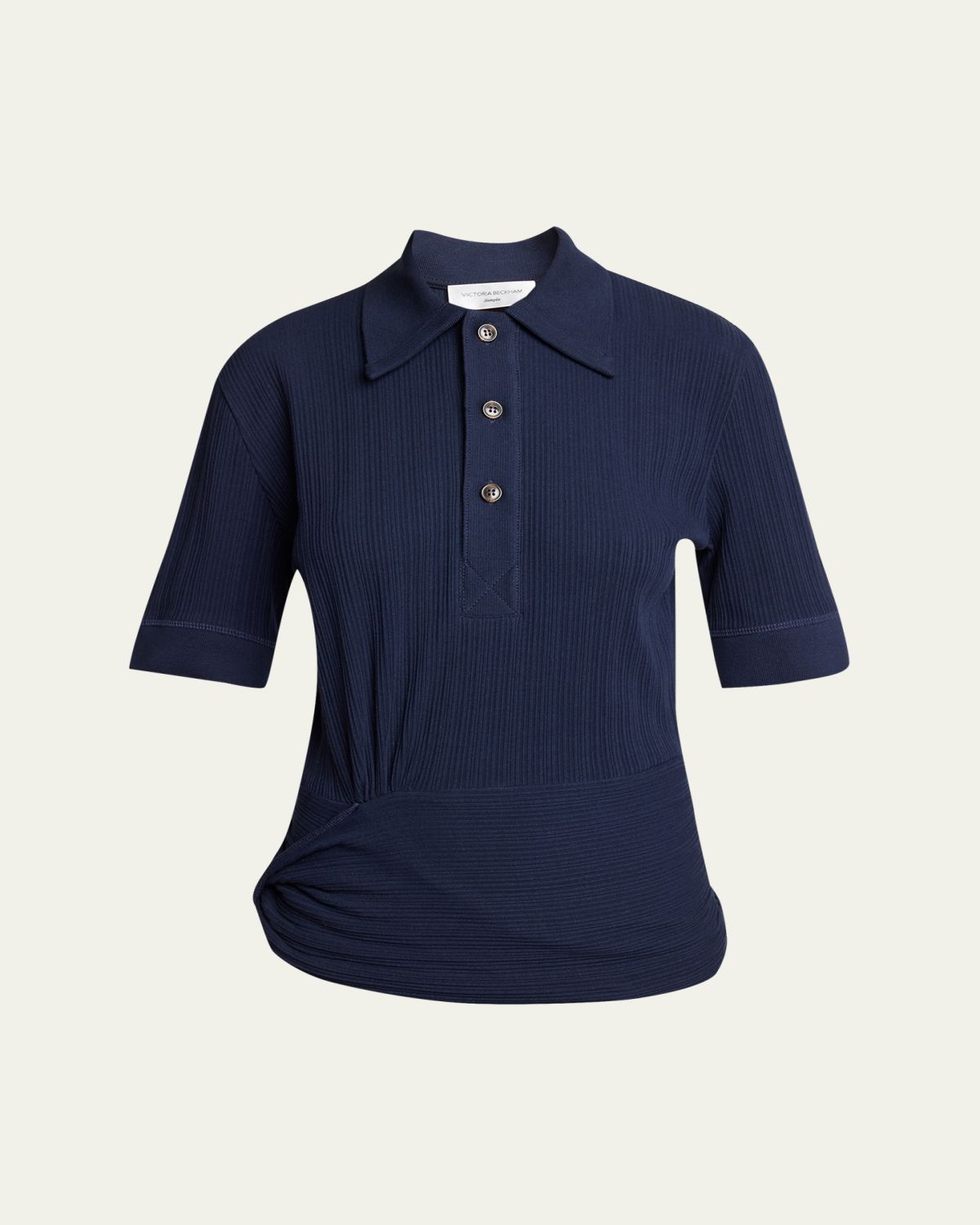 Victoria Beckham Twisted Rib Short-Sleeve Polo Shirt