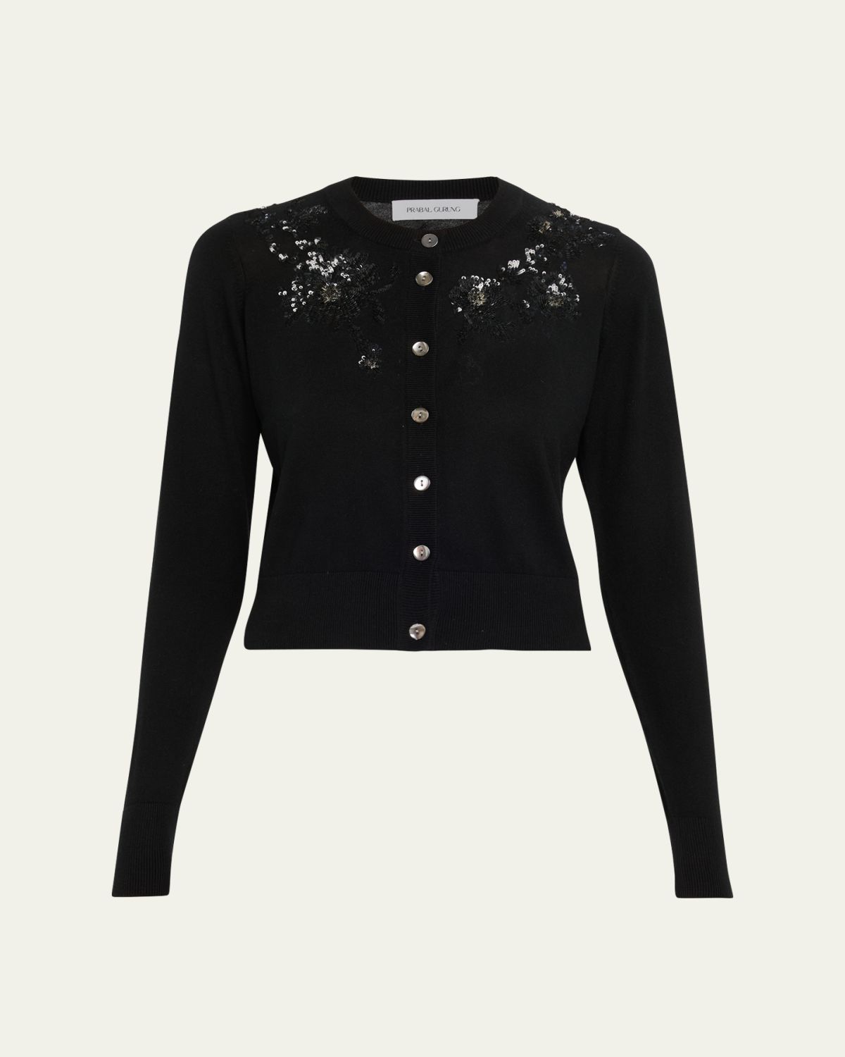 Prabal Gurung Sequin Floral-Embroidered Cardigan