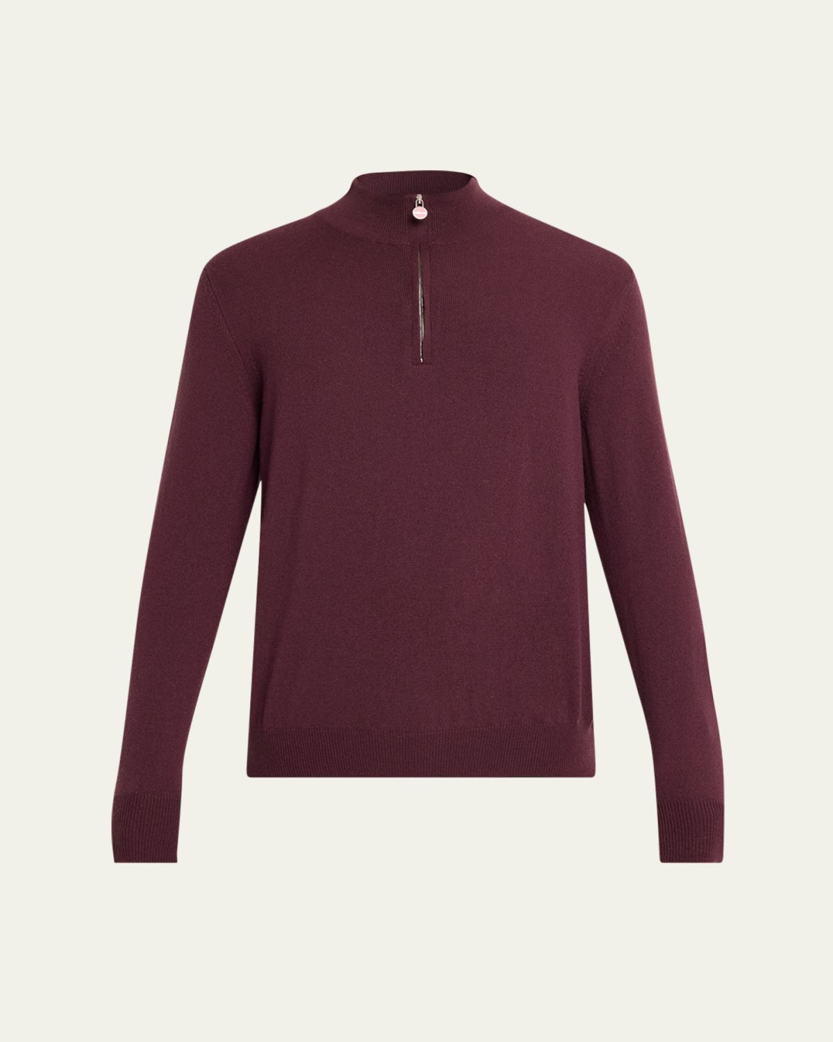 Kiton Men's 12gg Cashmere Mock Neck Quarter-Zip Sweater