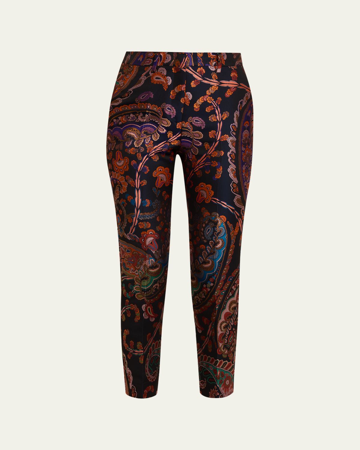 Etro Paisley Silk Brocade Slim-Fit Pants