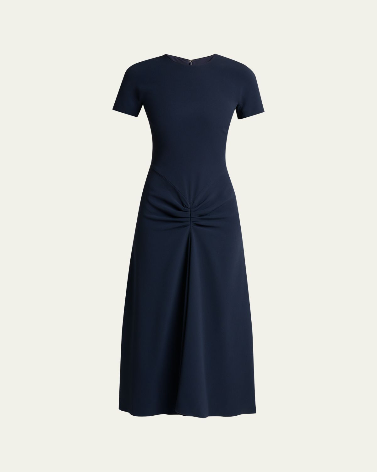Victoria Beckham Gathered Waist Crepe Midi Dress