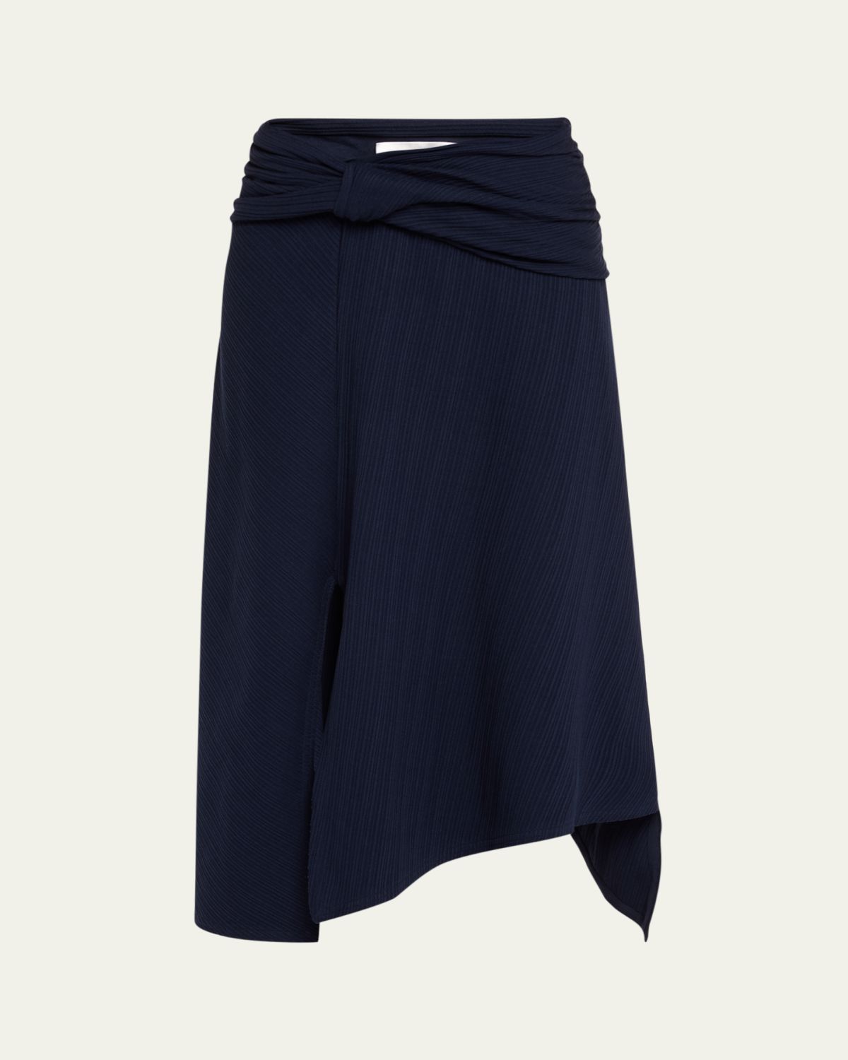 Victoria Beckham Twisted Cotton Plisse Midi Handkerchief Skirt