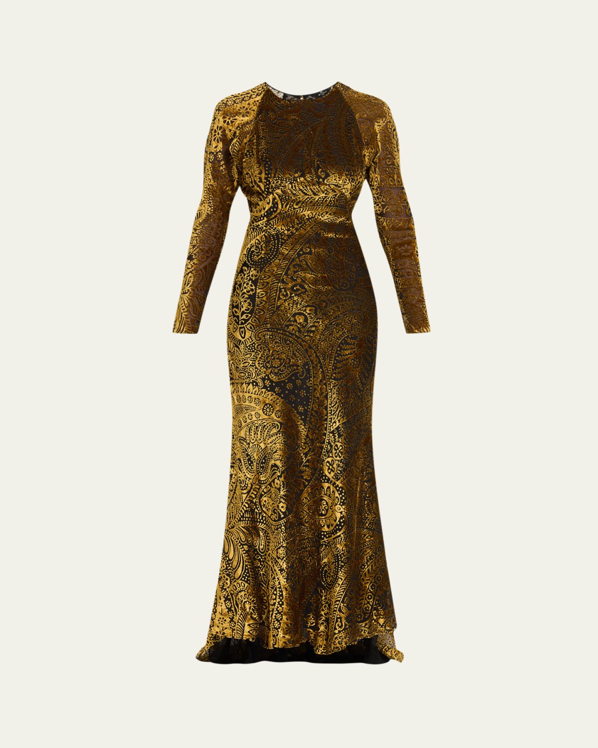 Etro Paisley Velvet Burnout Empire-Waist Maxi Dress