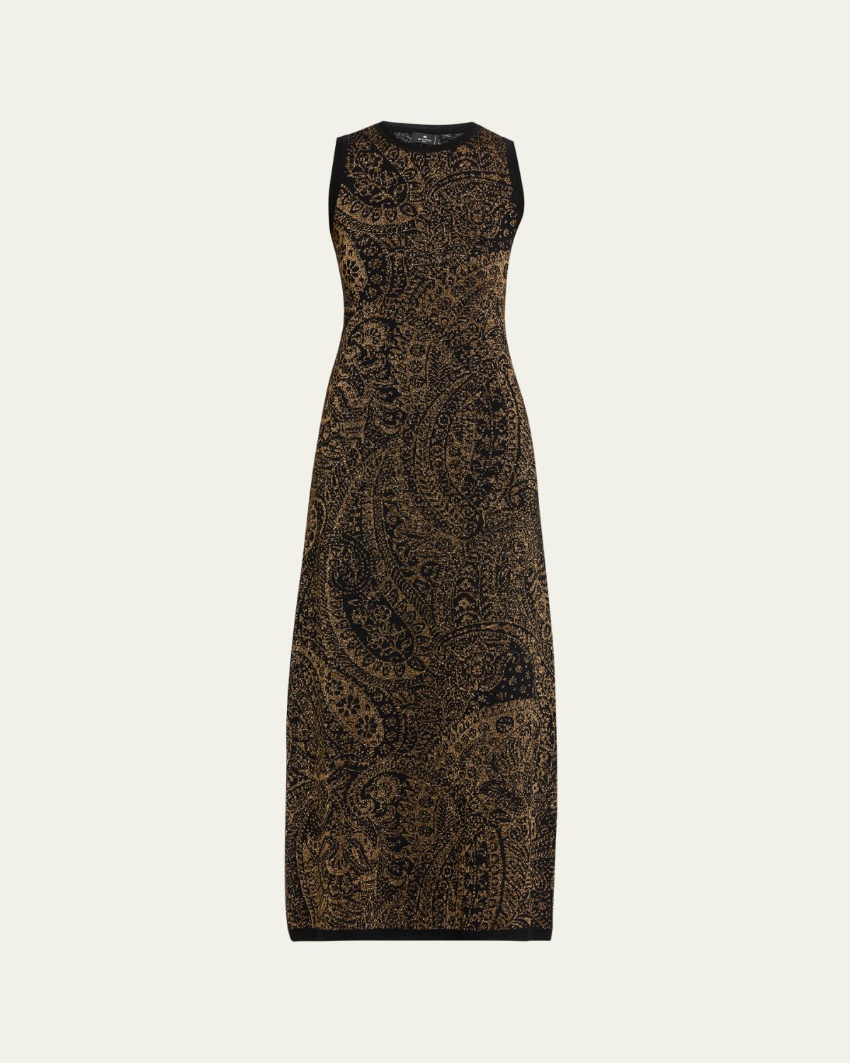 Etro Metallic Paisley Knit Sleeveless Maxi Dress