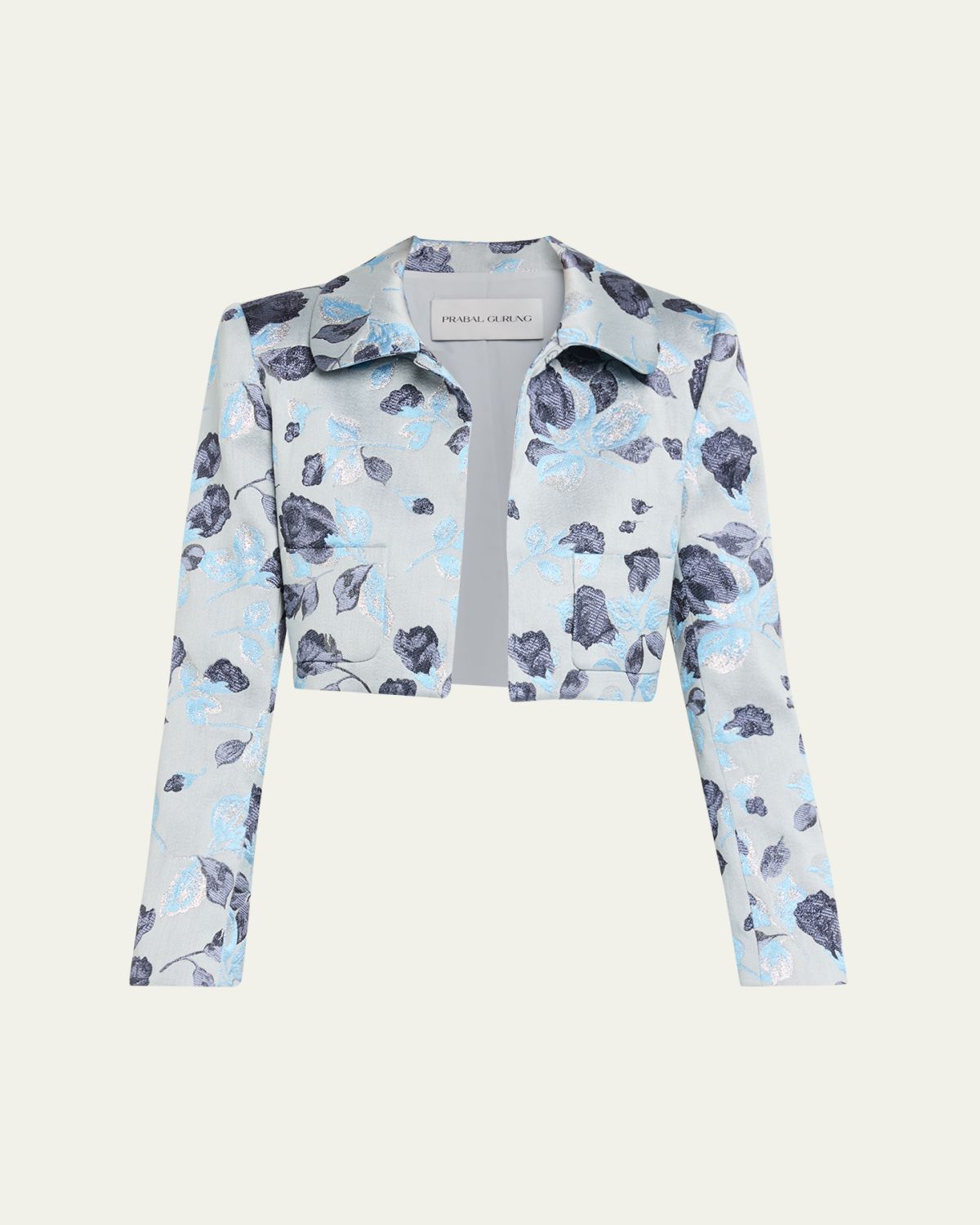 Prabal Gurung Metallic Floral Jacquard Bolero Jacket