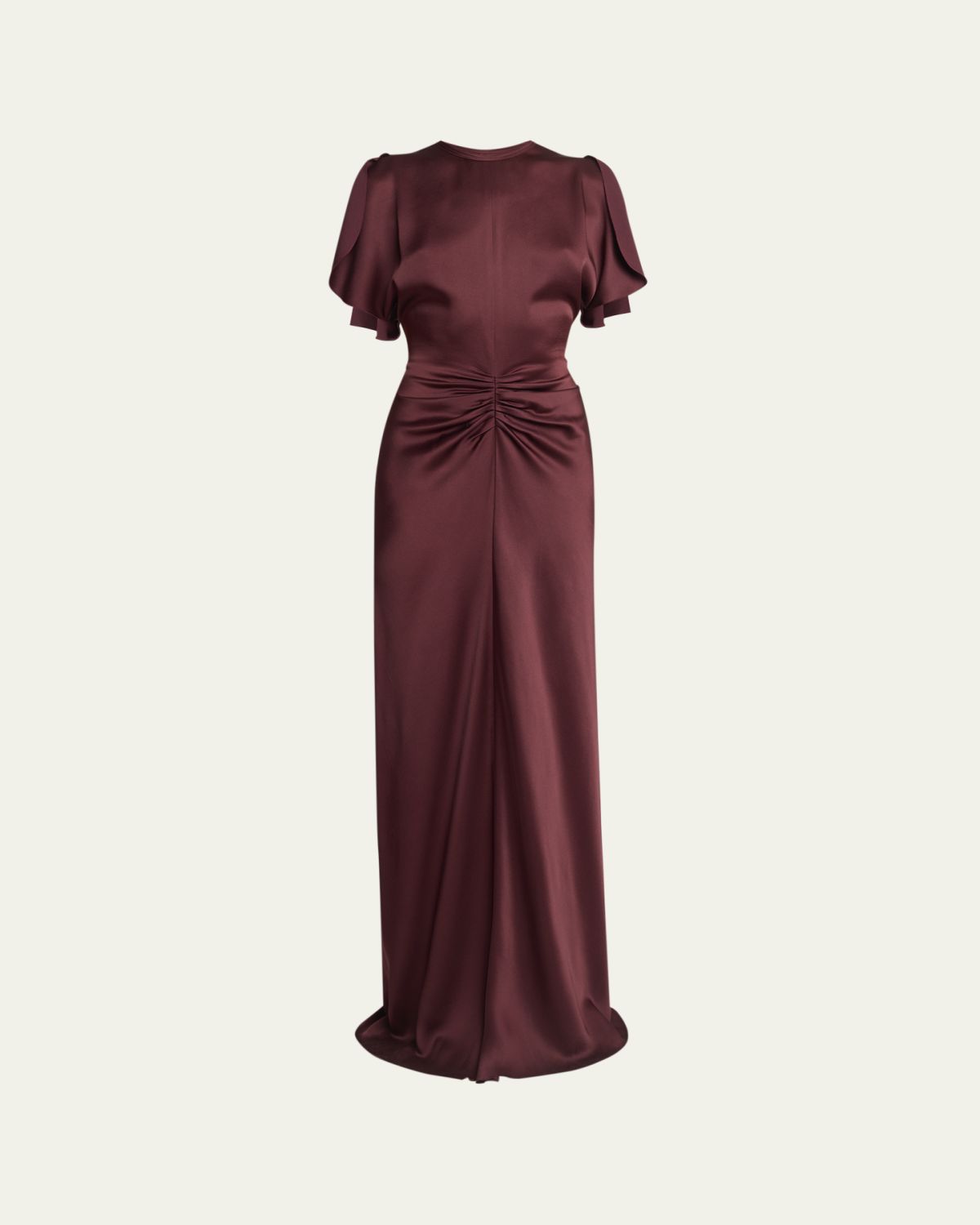 Gathered Waist Satin Maxi Dress