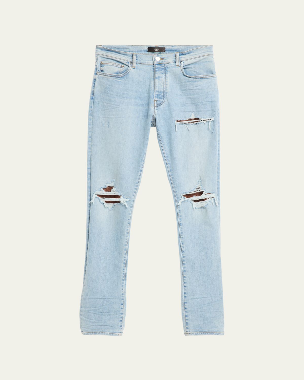 Amiri Men 's MX1 Croc-Effect Repaired Stretch Skinny Jeans