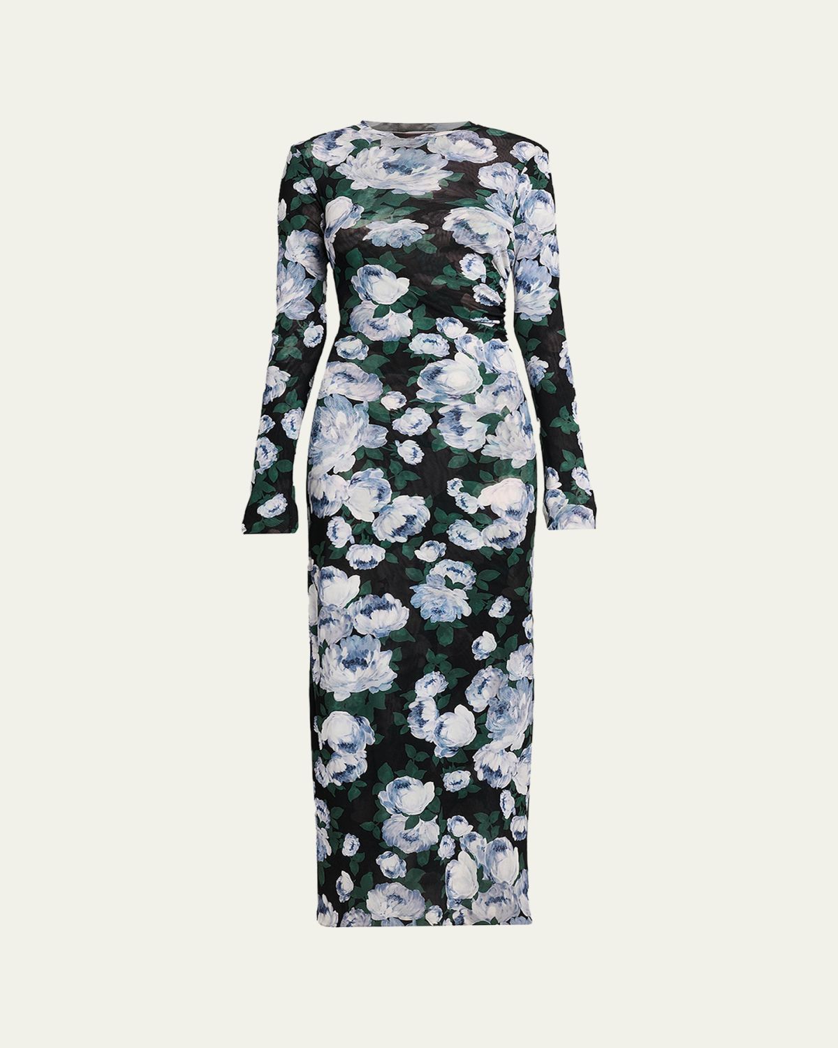 Stella McCartney Bunch Of Roses Mesh Long-Sleeve Maxi Dress