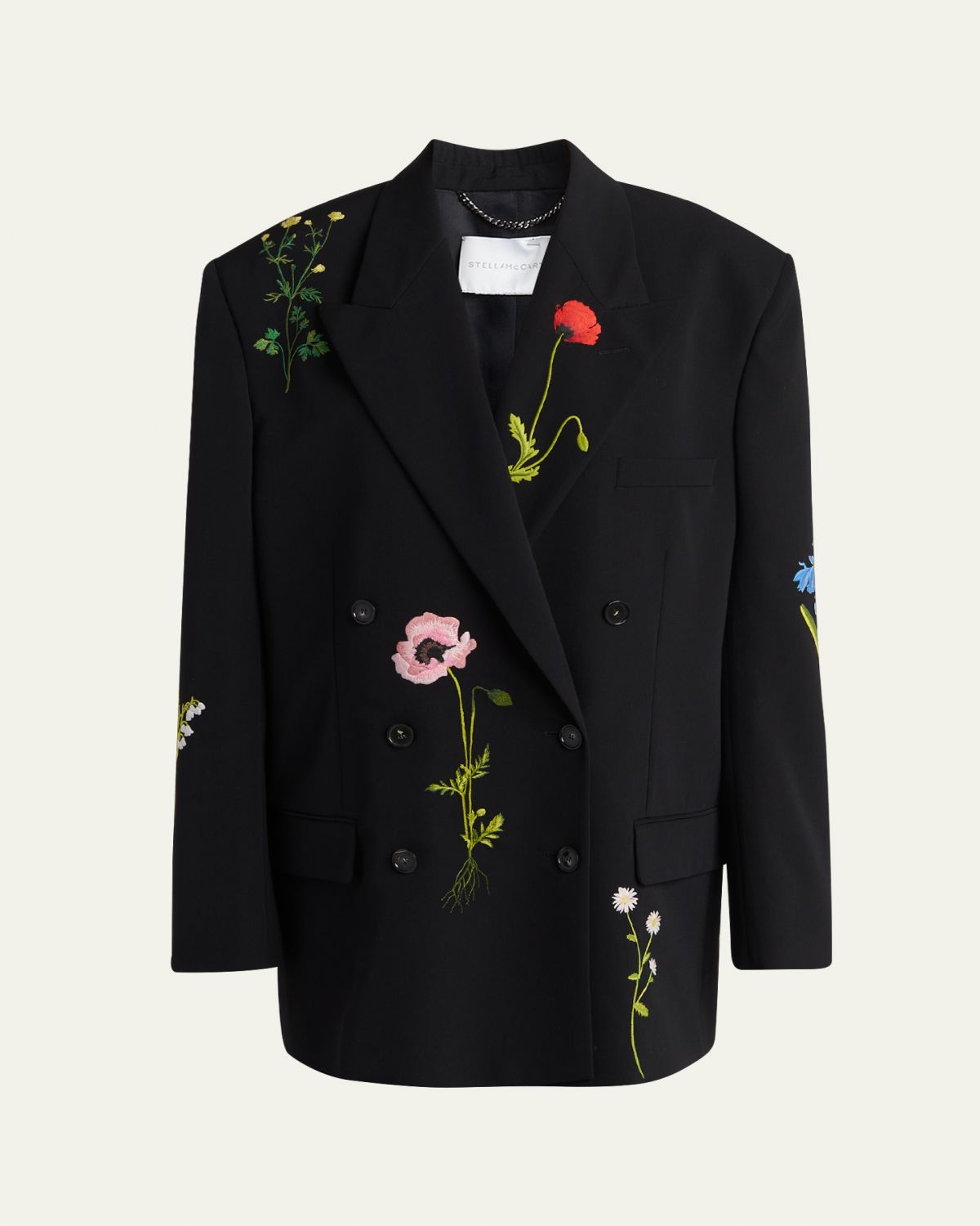 Stella McCartney Floral Embroidered Double-Breasted Boyfriend Blazer