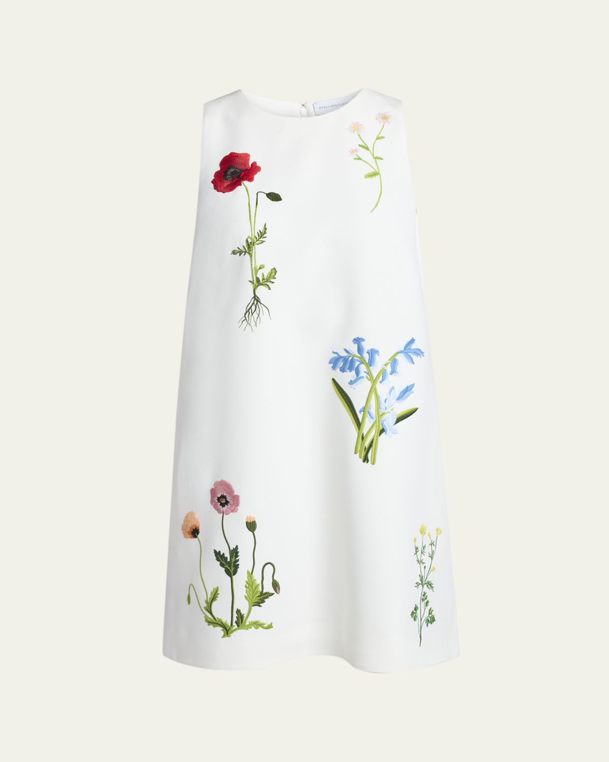 Stella McCartney Floral Embroidered Sleeveless Mini Shift Dress