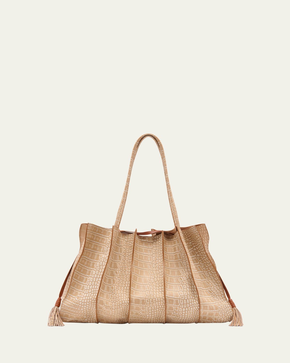 Ulla Johnson Adria Wavy Croc-Embossed Leather Tote Bag