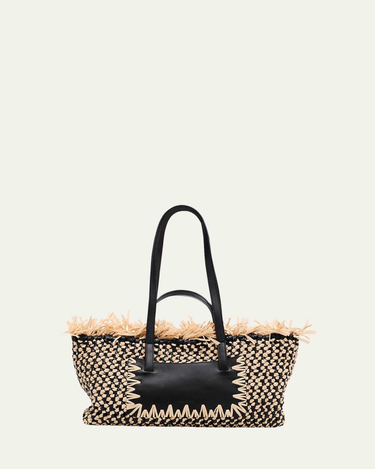 Ulla Johnson Lali Small Fringed Woven Raffia Tote Bag