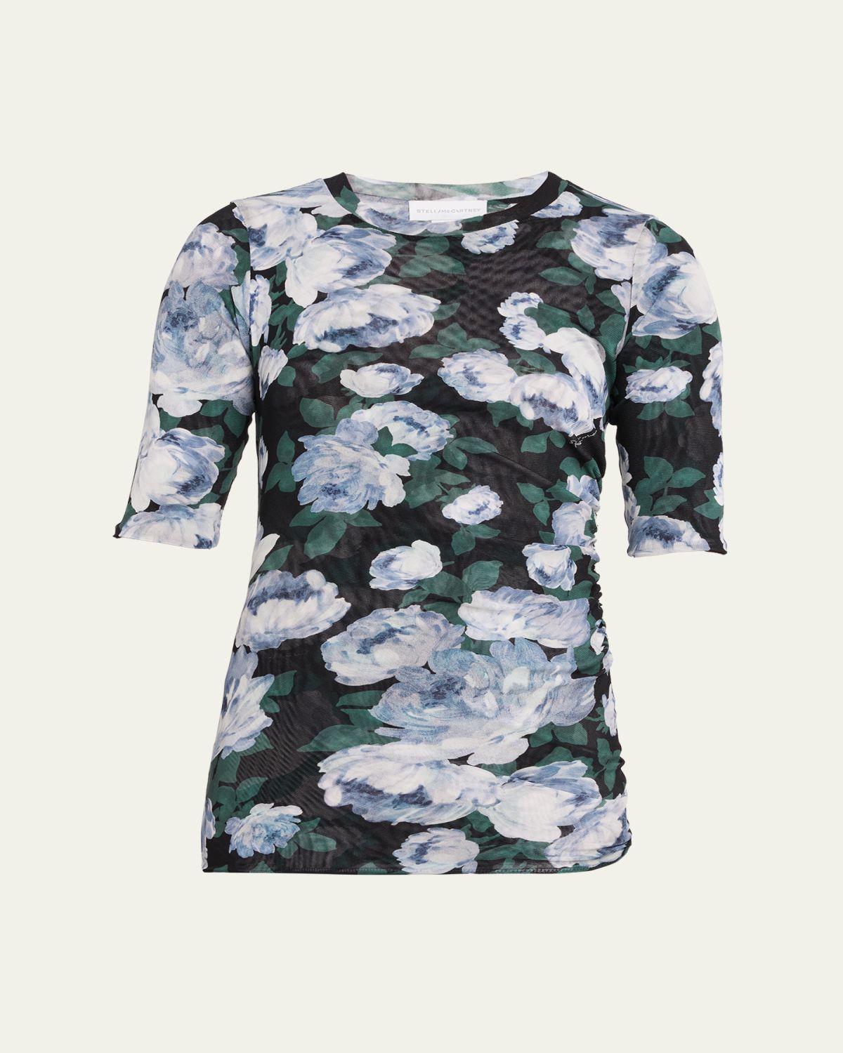 Stella McCartney Bunch Of Roses Mesh Short-Sleeve T-Shirt